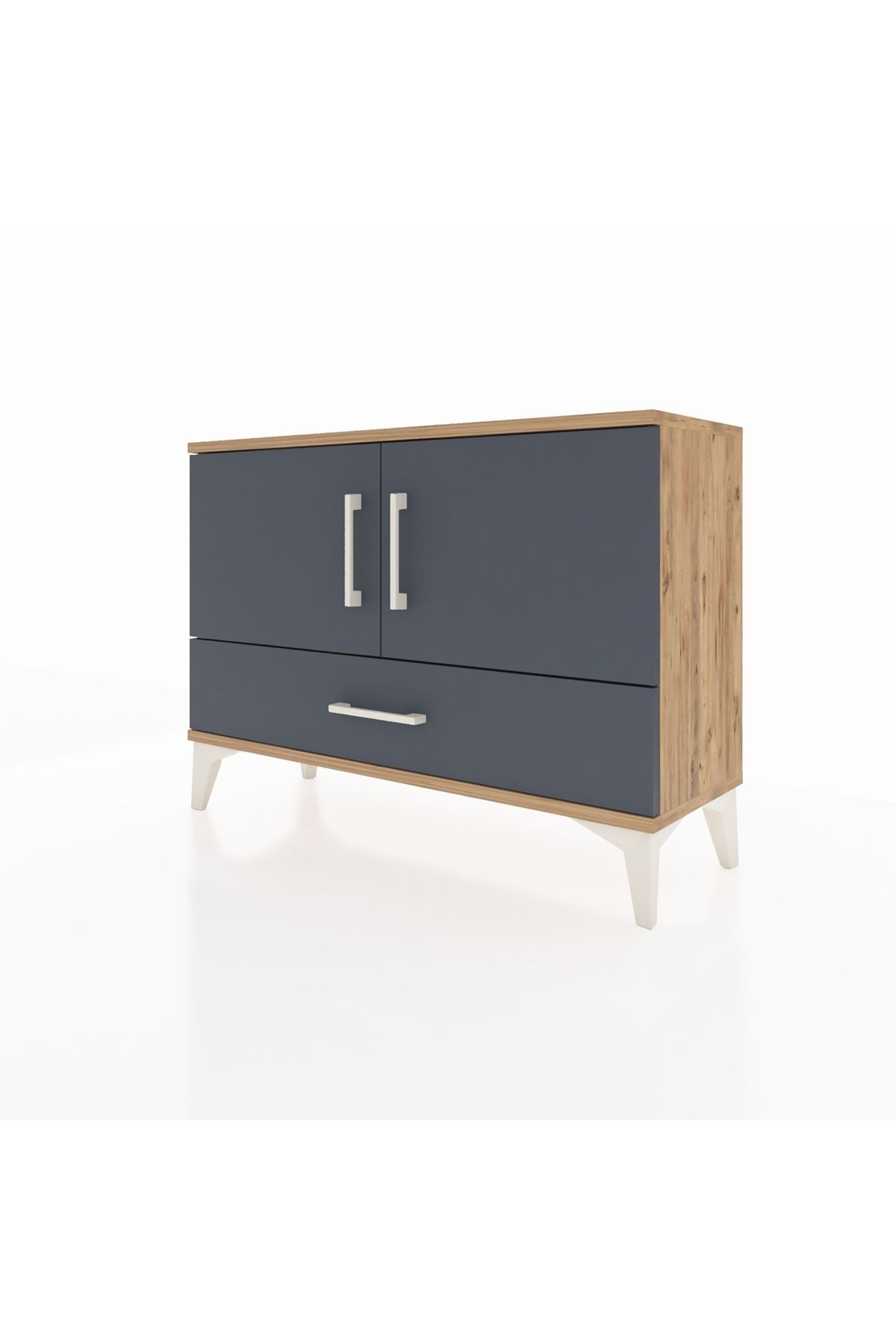 Arges Şifonyer 2 Raflı Tek Çekmeceli 2 Kapaklı 88x30x64 Çam-Antrasit