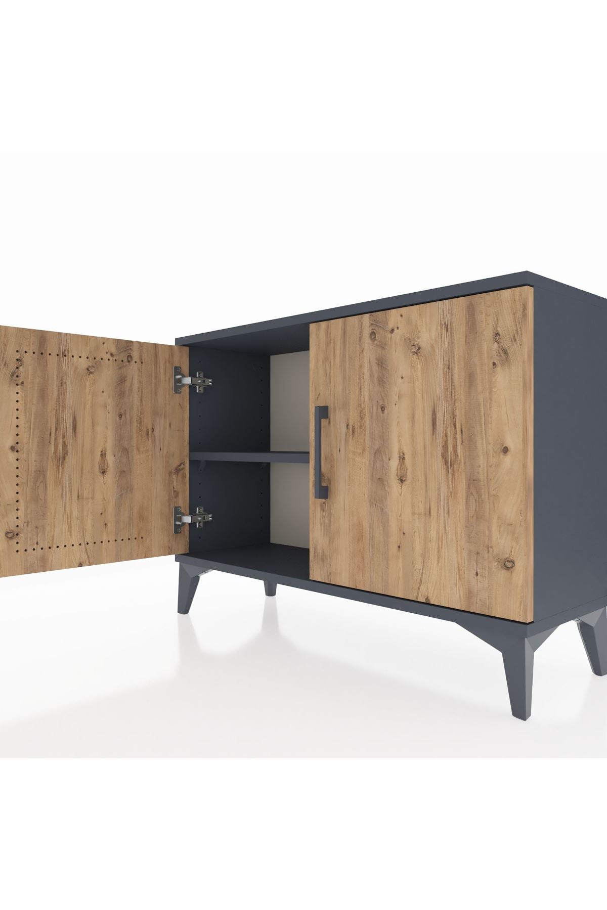 Arges Şifonyer Tek Raflı 2 Kapaklı 88x30x64 Antrasit-Çam