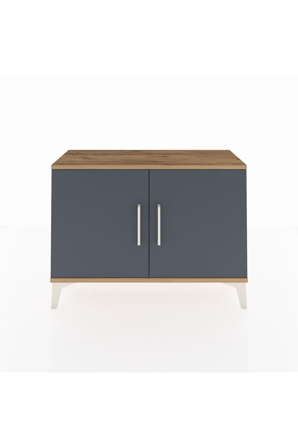 Arges Şifonyer Tek Raflı 2 Kapaklı 88x30x64 Çam-Antrasit