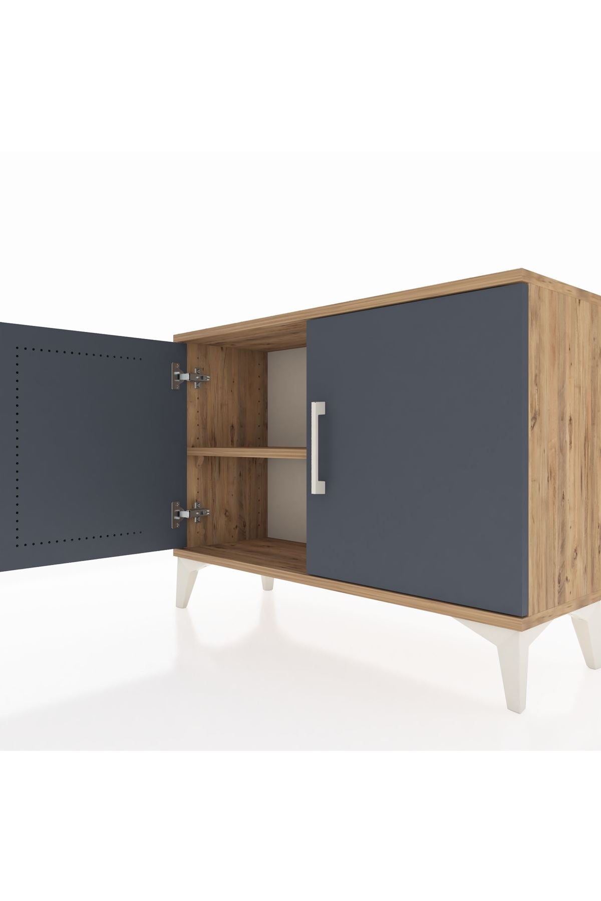 Arges Şifonyer Tek Raflı 2 Kapaklı 88x30x64 Çam-Antrasit