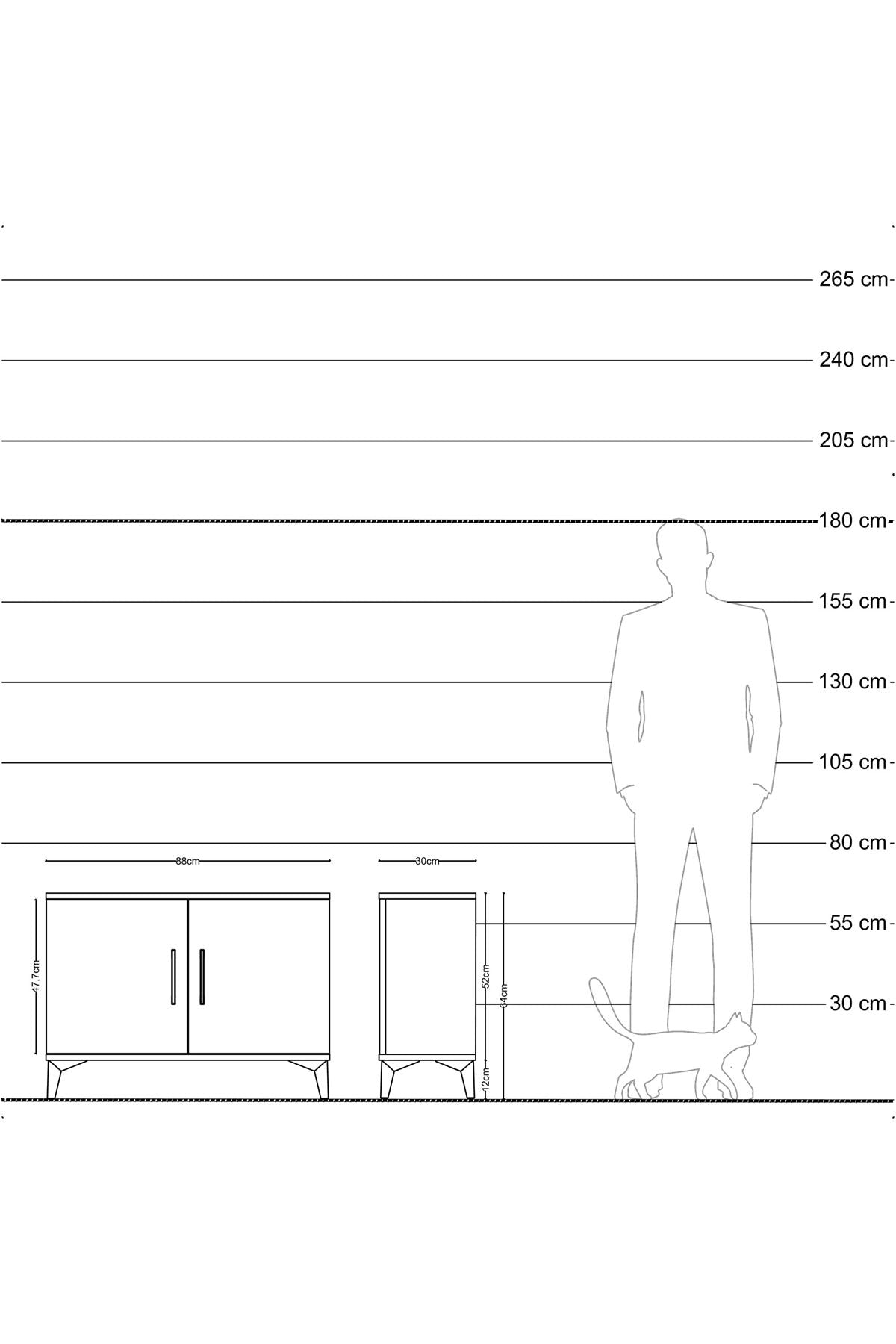 Arges Şifonyer Tek Raflı 2 Kapaklı 88x30x64 Çam-Çam