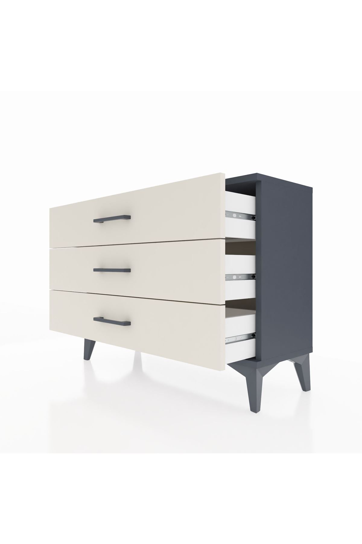 Arges Şifonyer 3 Çekmeceli 88x30x64 Antrasit-Aytaşı