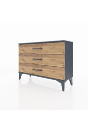 Arges Şifonyer 3 Çekmeceli 88x30x64 Antrasit-Çam