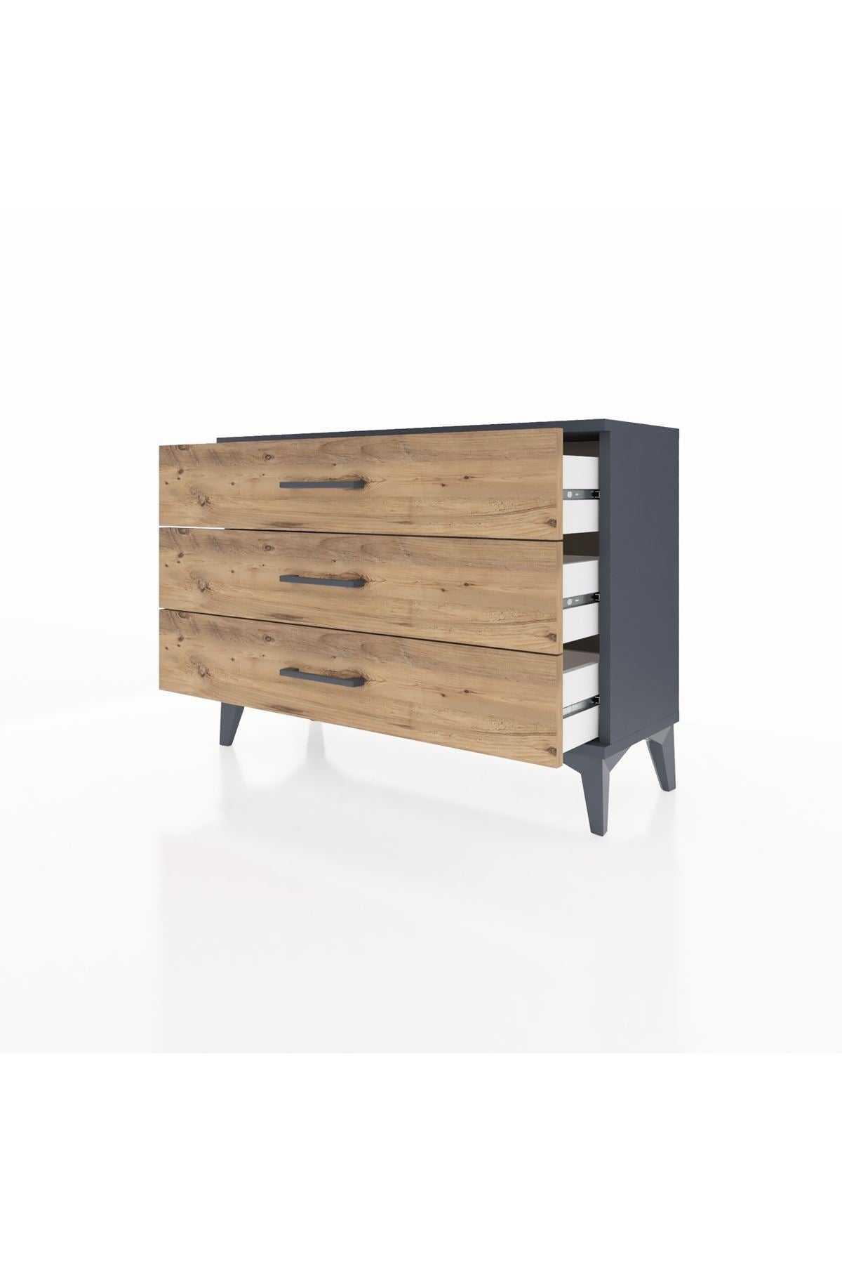 Arges Şifonyer 3 Çekmeceli 88x30x64 Antrasit-Çam