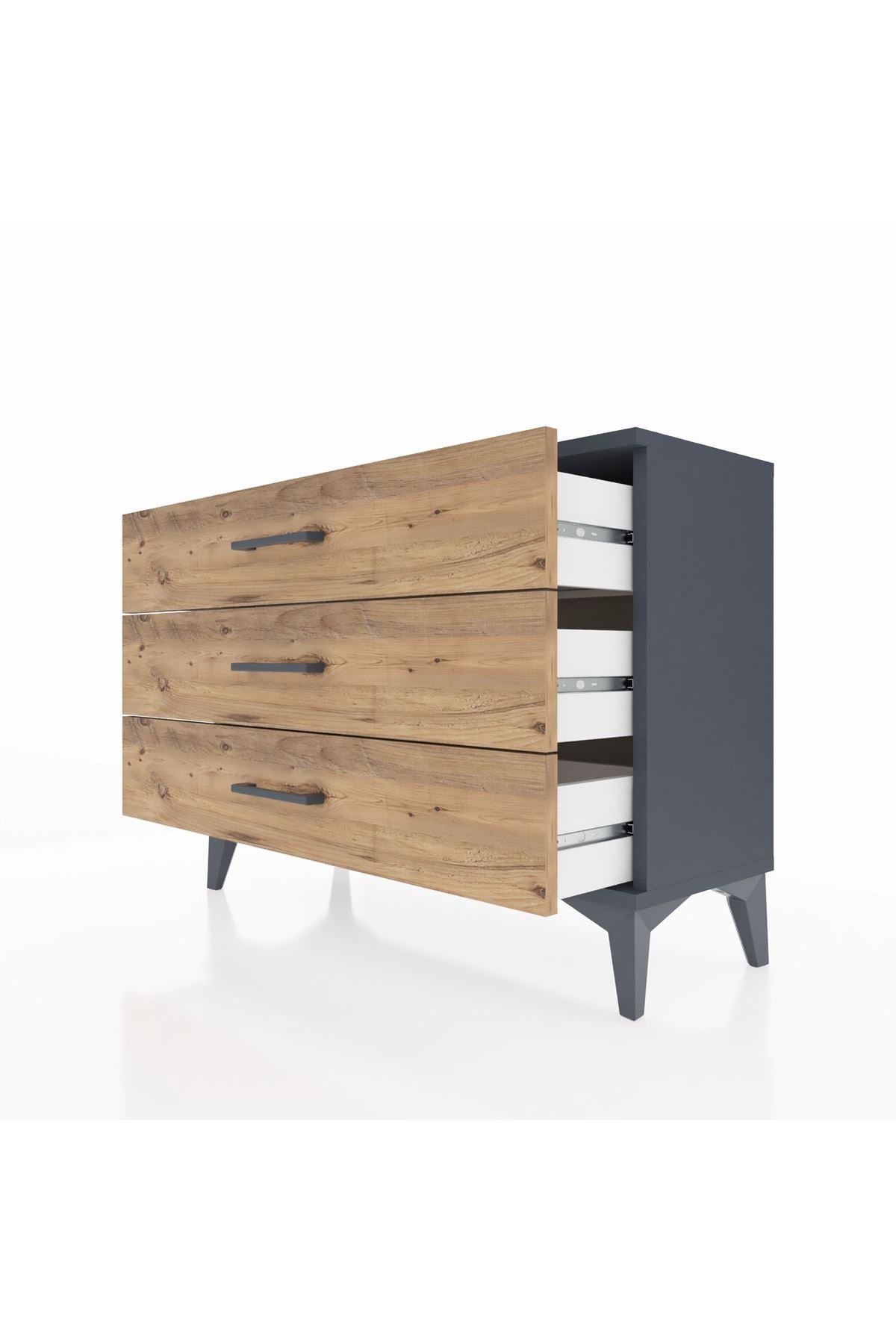 Arges Şifonyer 3 Çekmeceli 88x30x64 Antrasit-Çam