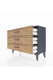 Arges Şifonyer 3 Çekmeceli 88x30x64 Antrasit-Çam