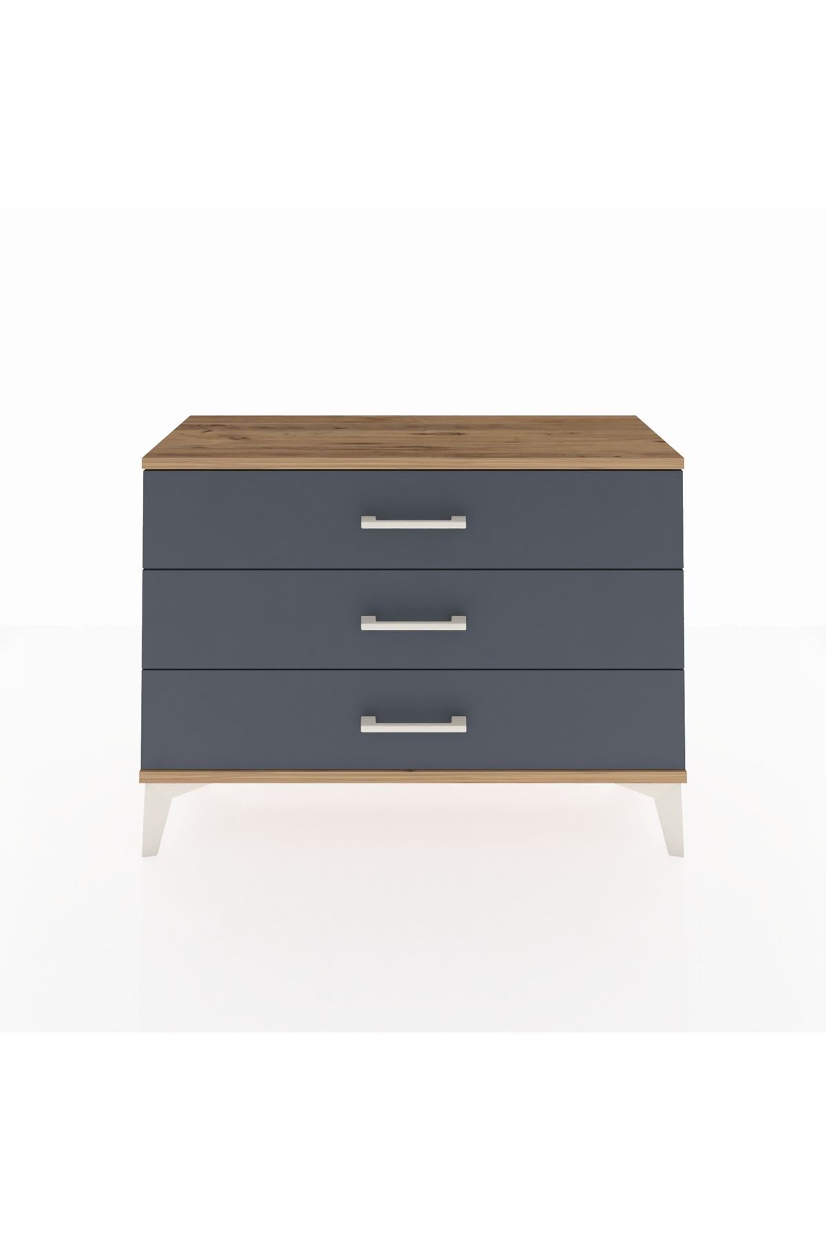 Arges Şifonyer 3 Çekmeceli 88x30x64 Çam-Antrasit