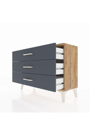 Arges Şifonyer 3 Çekmeceli 88x30x64 Çam-Antrasit
