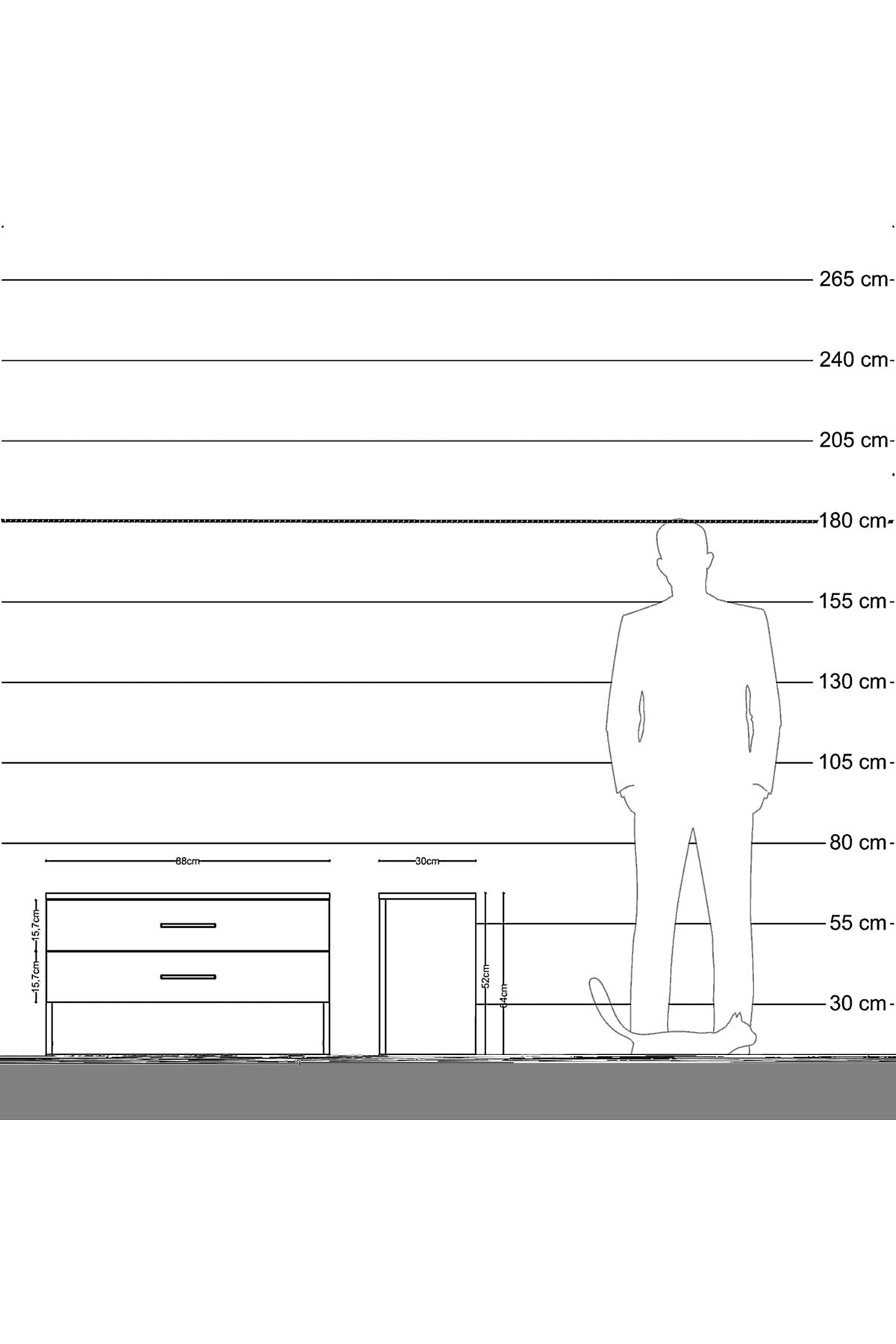 Arges Şifonyer 2 Çekmeceli 88x30x64 Aytaşı-Çam