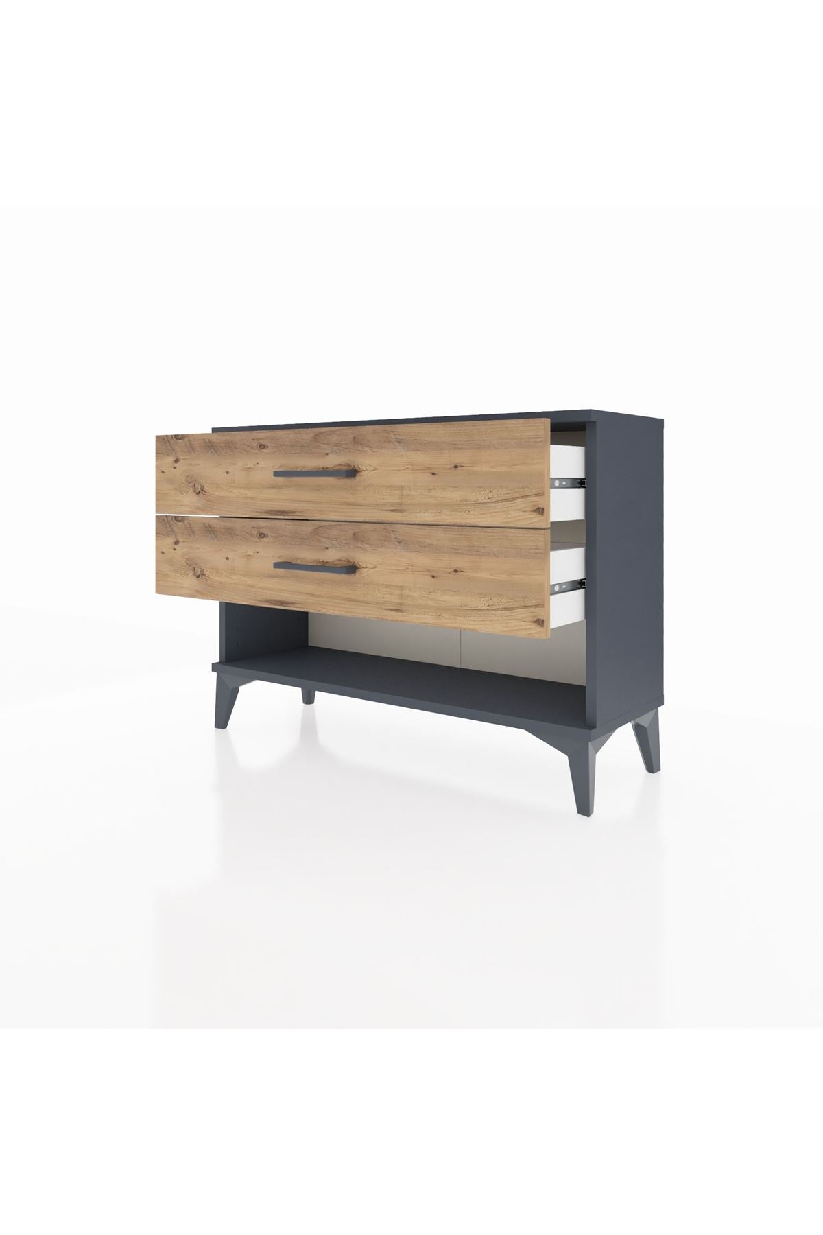 Arges Şifonyer 2 Çekmeceli 88x30x64 Antrasit-Çam