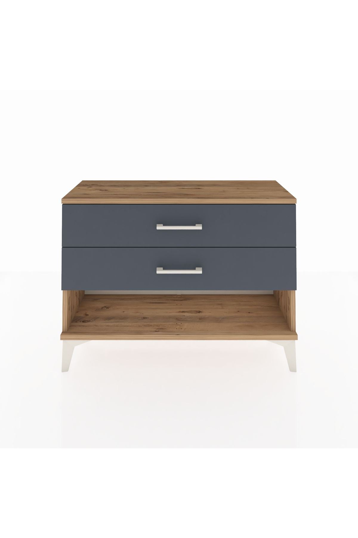 Arges Şifonyer 2 Çekmeceli 88x30x64 Çam-Antrasit