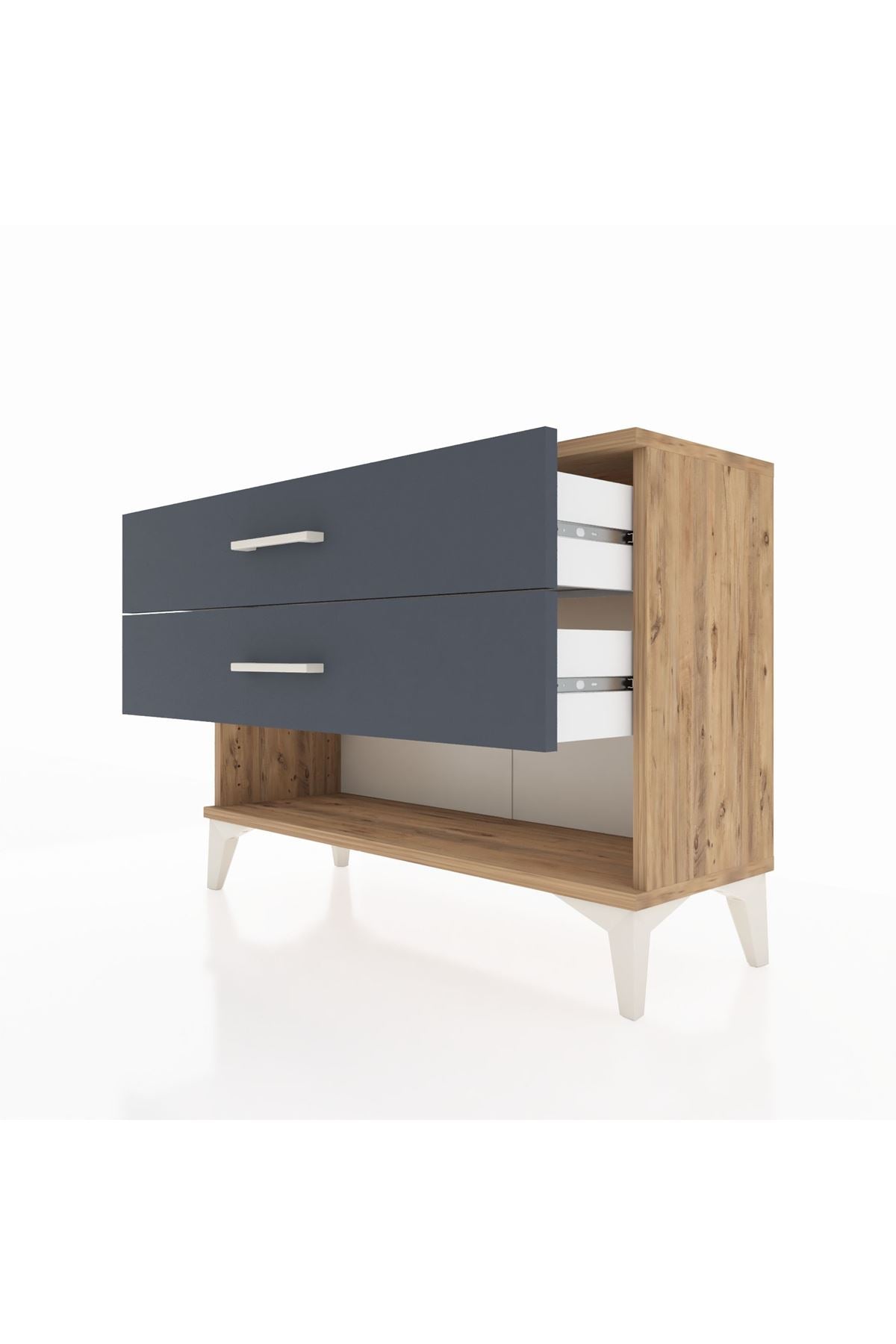 Arges Şifonyer 2 Çekmeceli 88x30x64 Çam-Antrasit