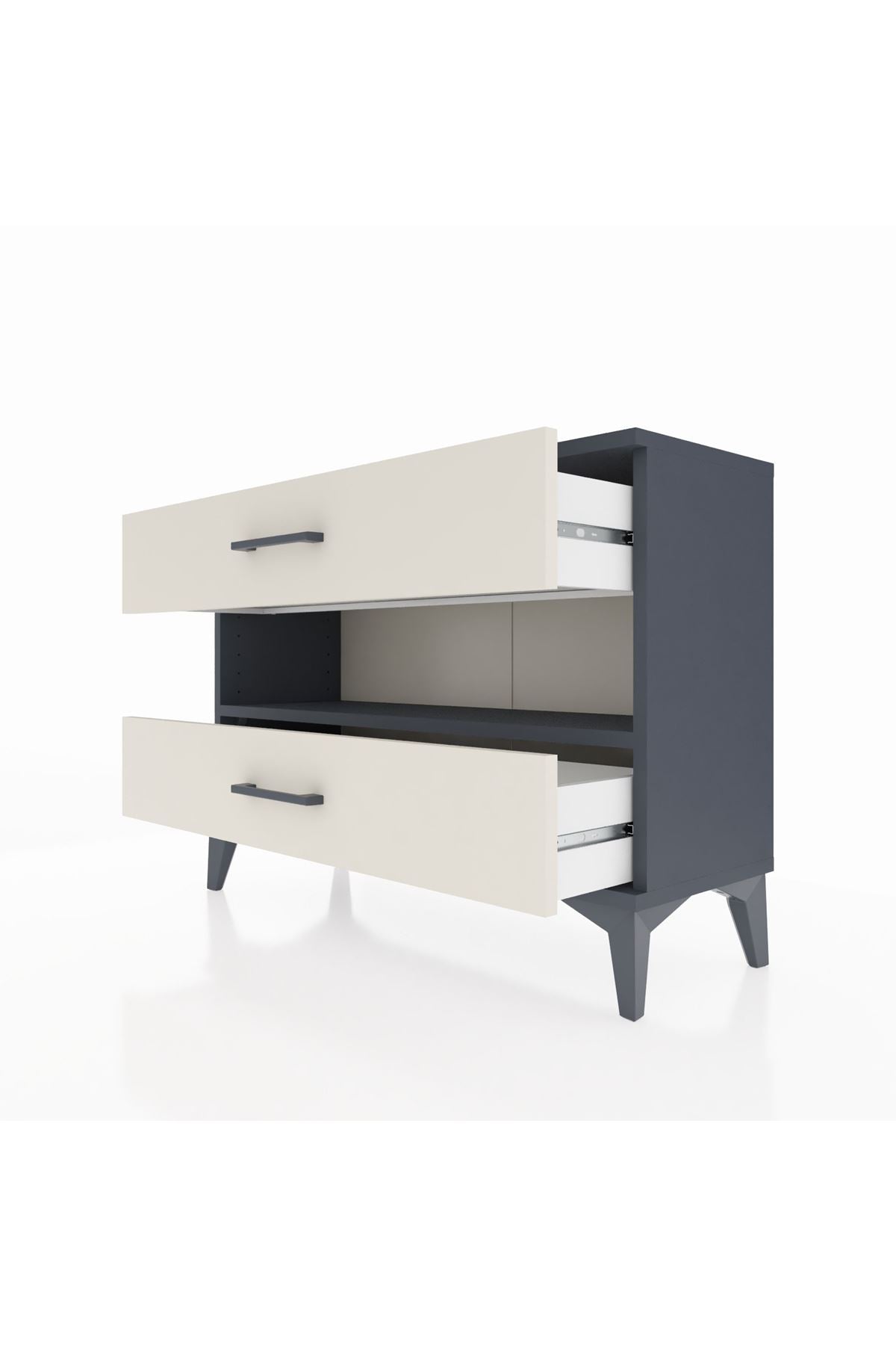 Arges Şifonyer Tek Raflı 2 Çekmeceli 88x30x64 Antrasit-Aytaşı