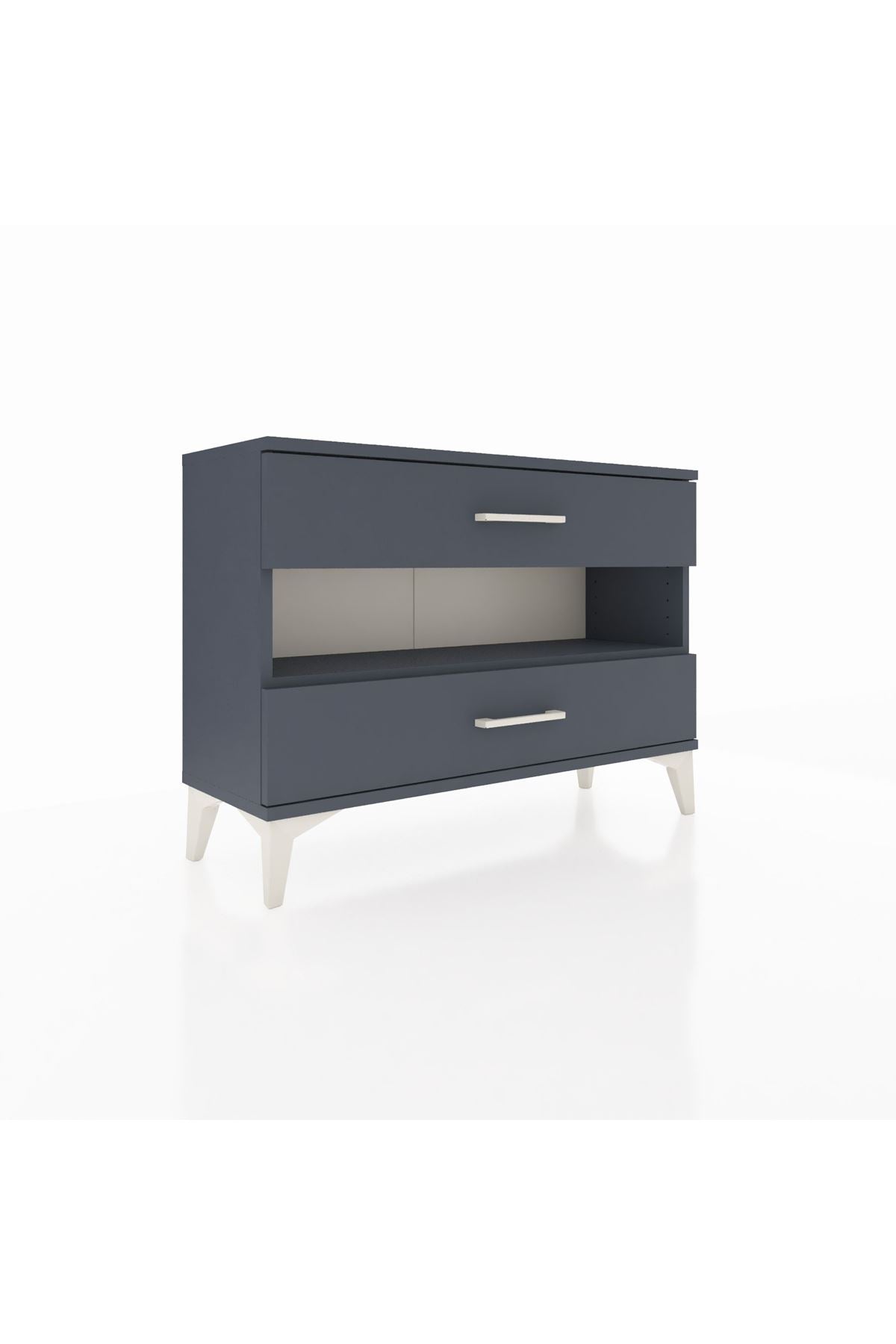 Arges Şifonyer Tek Raflı 2 Çekmeceli 88x30x64 Antrasit-Antrasit