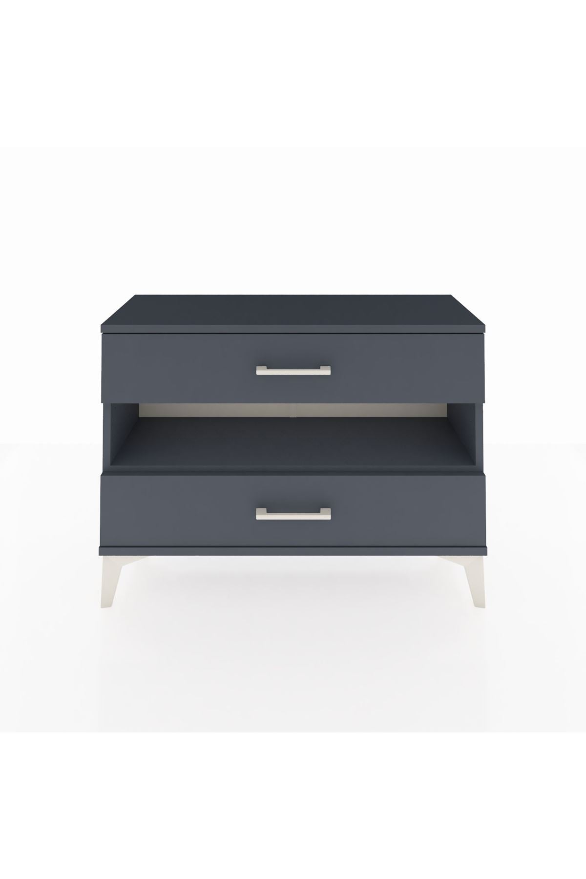 Arges Şifonyer Tek Raflı 2 Çekmeceli 88x30x64 Antrasit-Antrasit