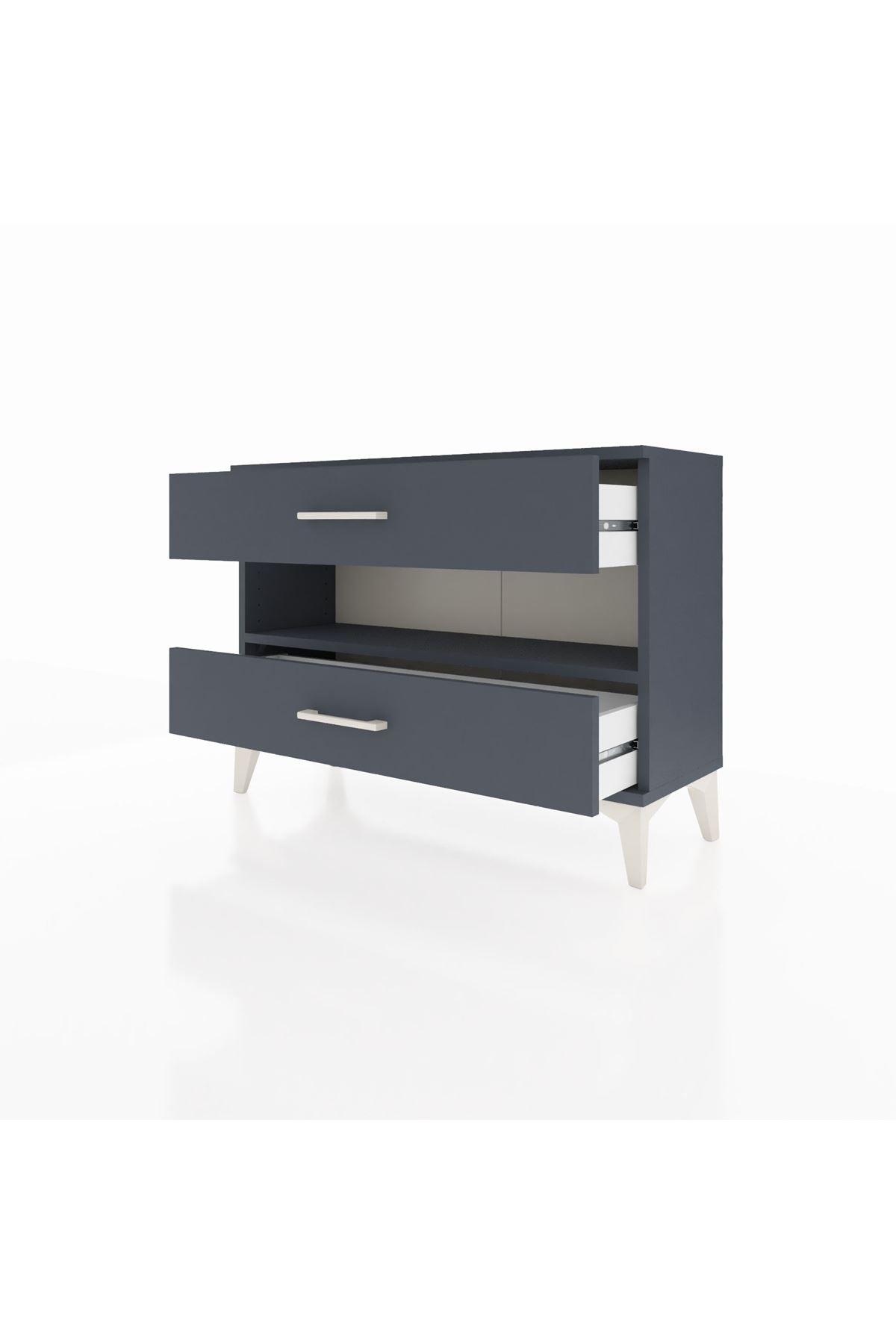 Arges Şifonyer Tek Raflı 2 Çekmeceli 88x30x64 Antrasit-Antrasit