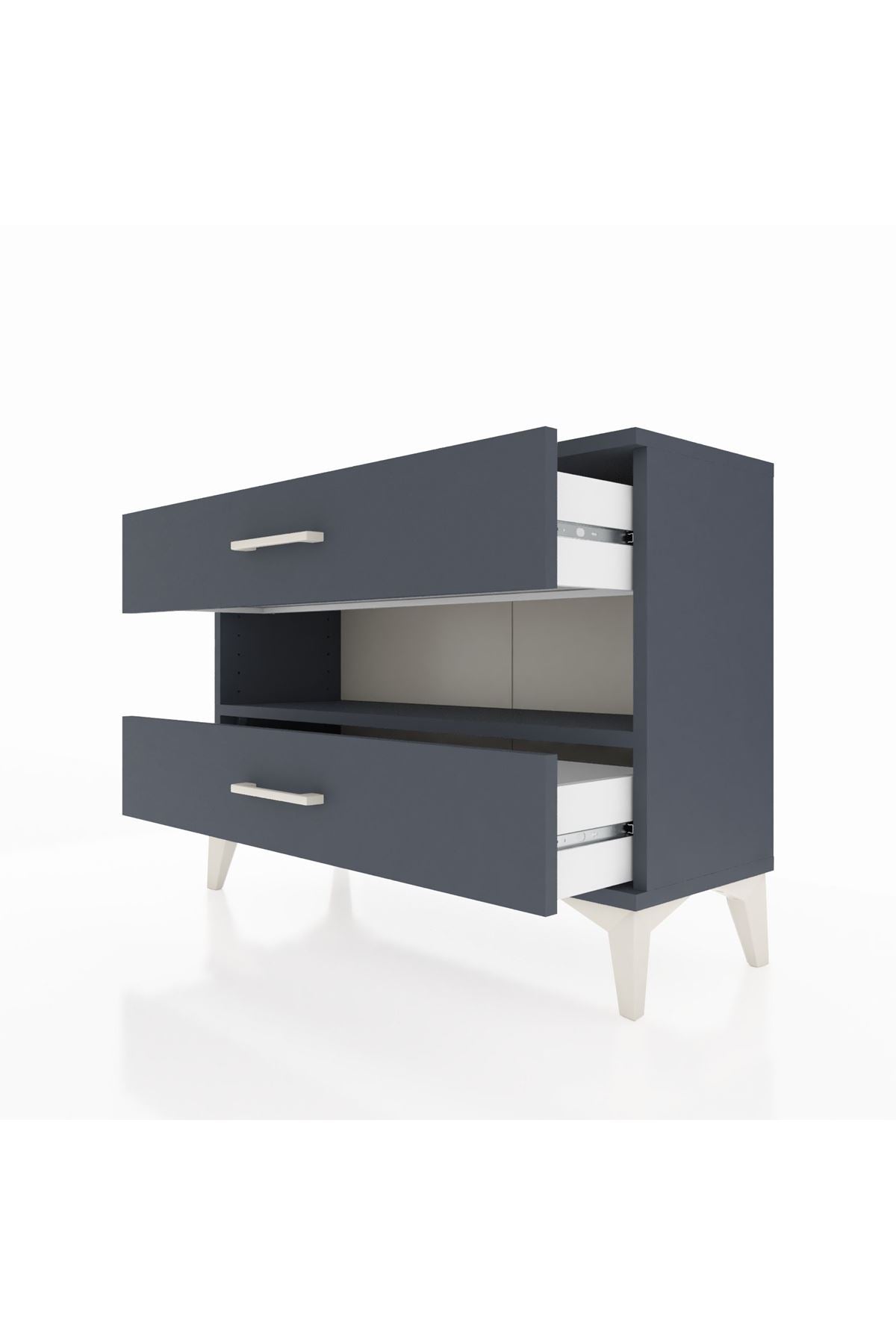 Arges Şifonyer Tek Raflı 2 Çekmeceli 88x30x64 Antrasit-Antrasit