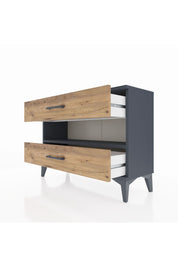 Arges Şifonyer Tek Raflı 2 Çekmeceli 88x30x64 Antrasit-Çam