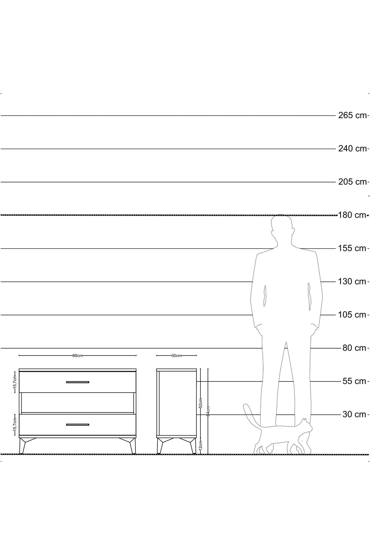 Arges Şifonyer Tek Raflı 2 Çekmeceli 88x30x64 Çam-Aytaşı