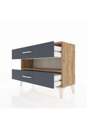 Arges Şifonyer Tek Raflı 2 Çekmeceli 88x30x64 Çam-Antrasit