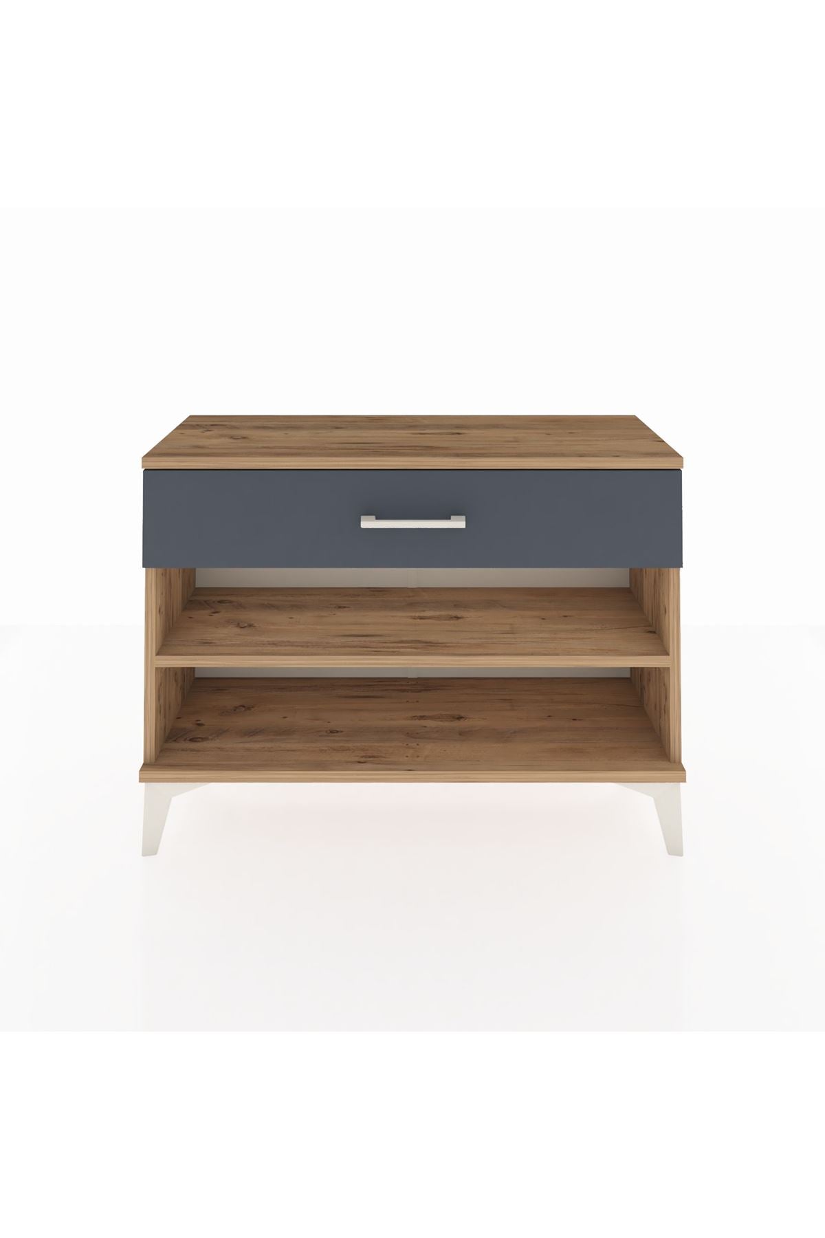 Arges Şifonyer Tek Raflı Tek Çekmeceli 88x30x64 Çam-Antrasit