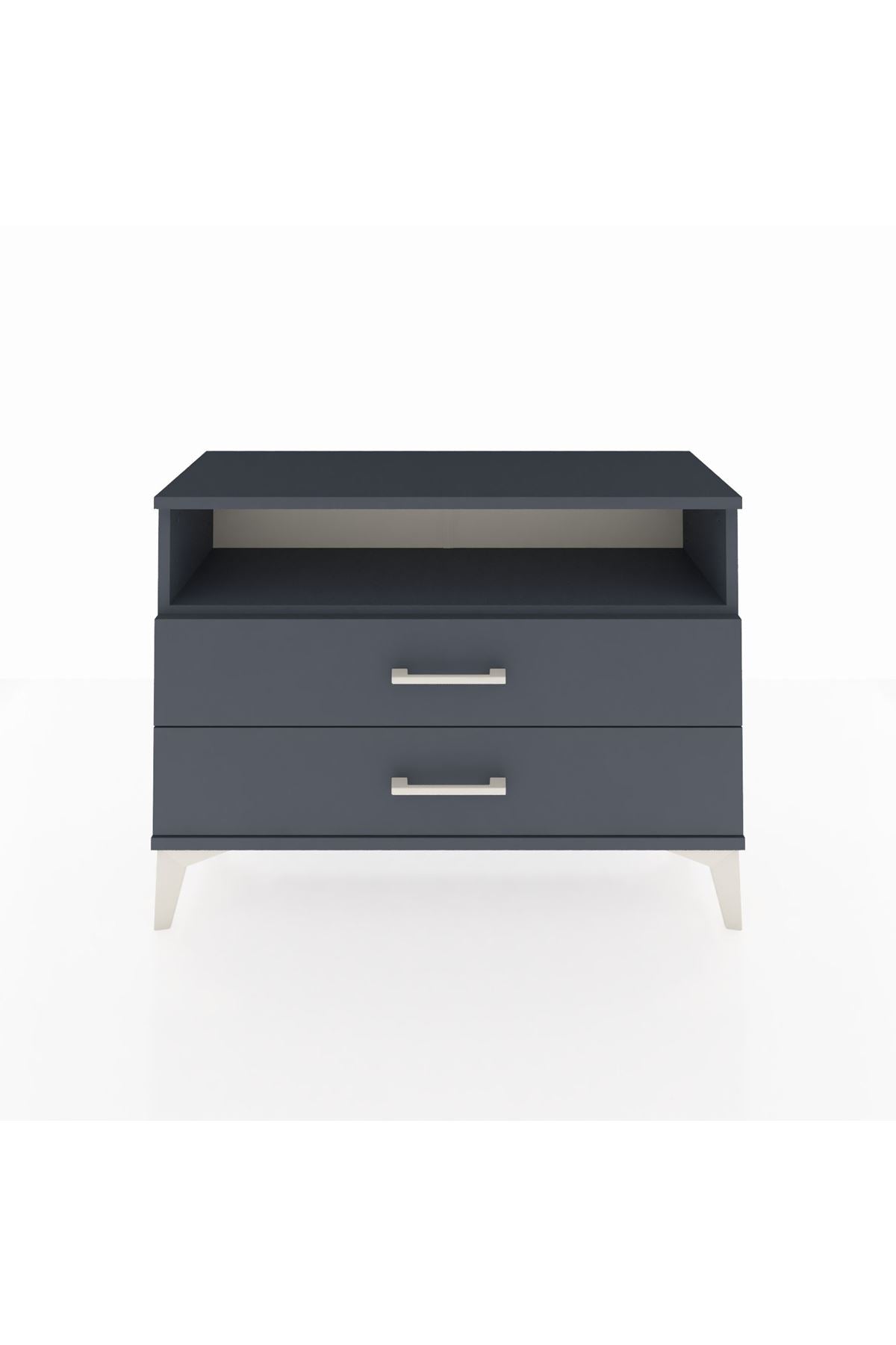 Arges Şifonyer Tek Raflı 2 Çekmeceli 88x30x64 Antrasit-Antrasit