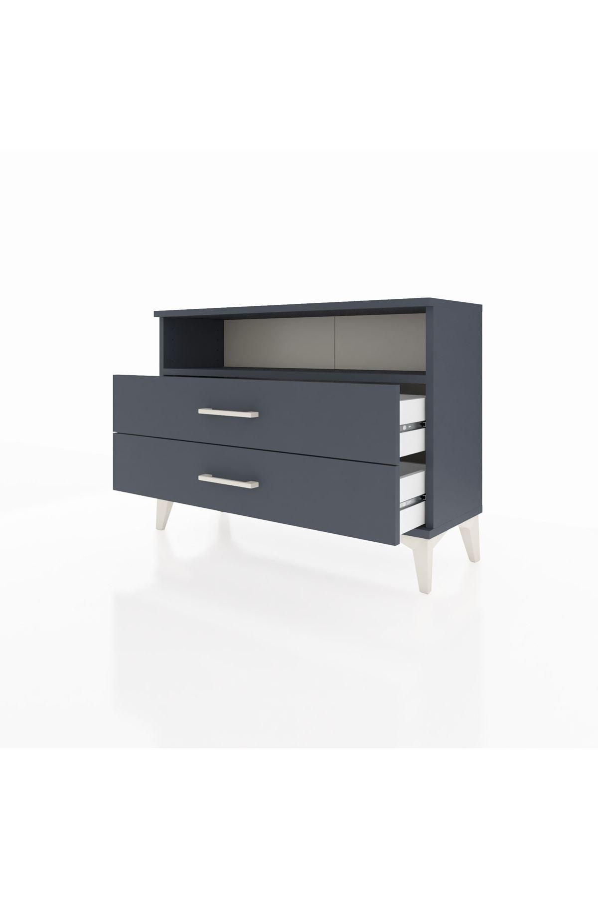 Arges Şifonyer Tek Raflı 2 Çekmeceli 88x30x64 Antrasit-Antrasit