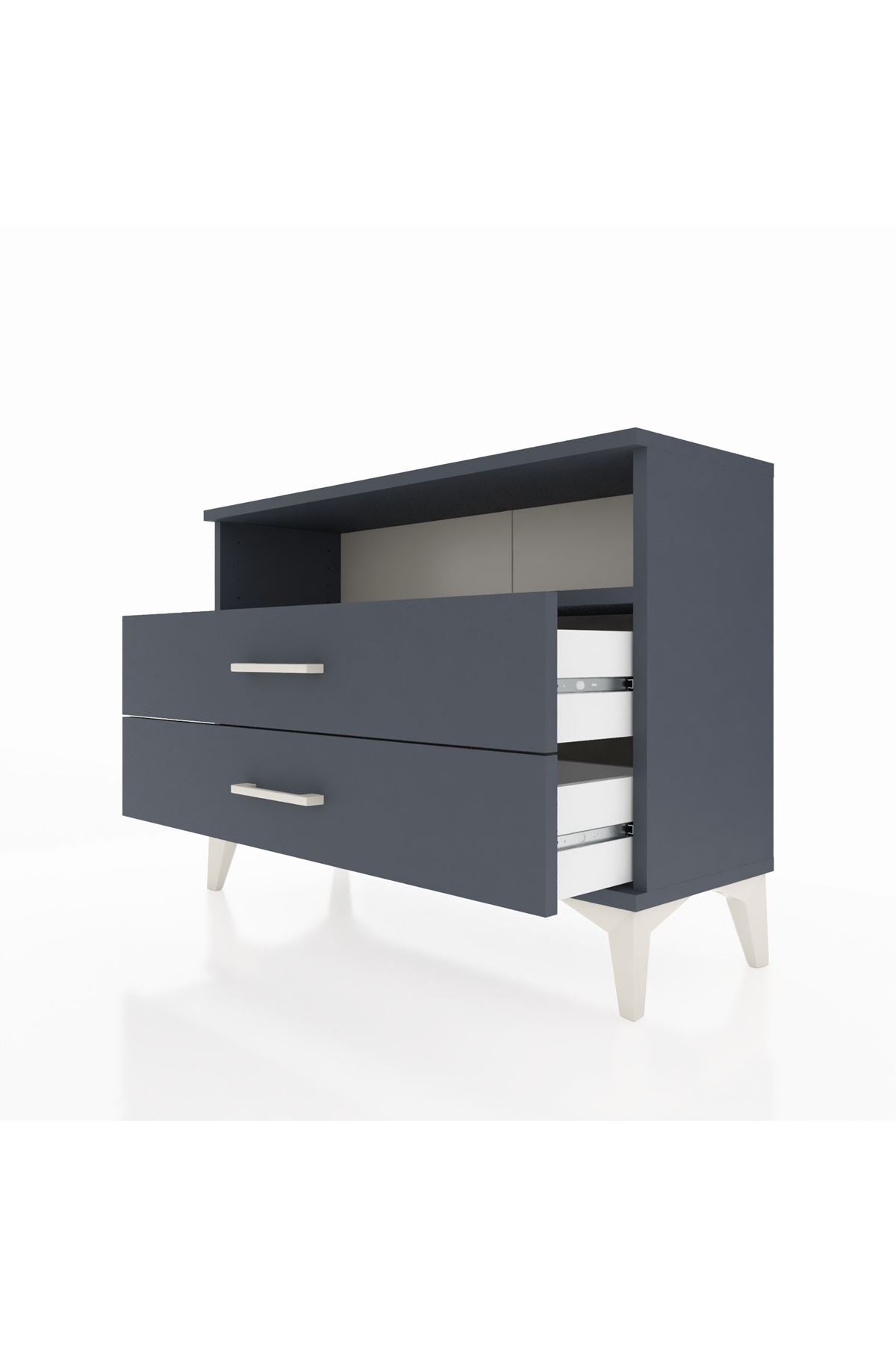 Arges Şifonyer Tek Raflı 2 Çekmeceli 88x30x64 Antrasit-Antrasit