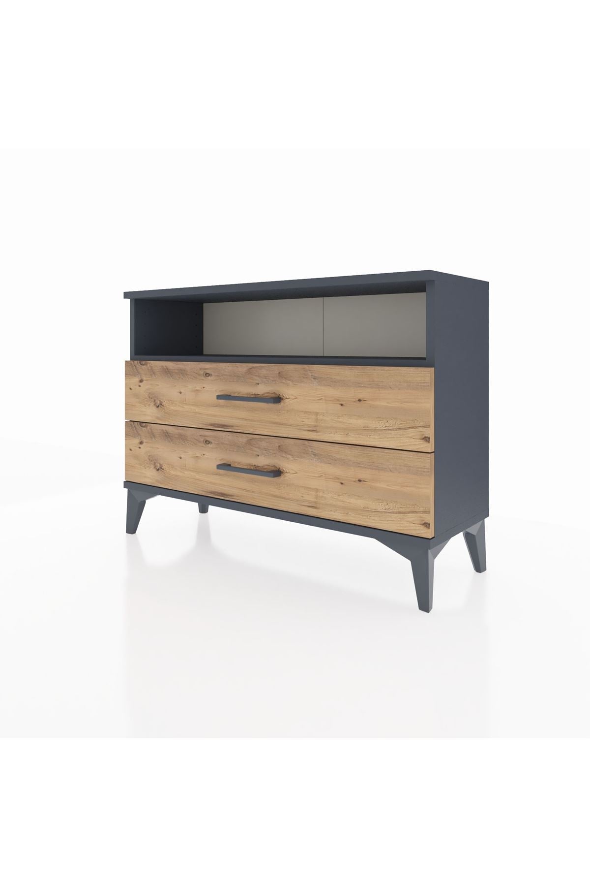 Arges Şifonyer Tek Raflı 2 Çekmeceli 88x30x64 Antrasit-Çam