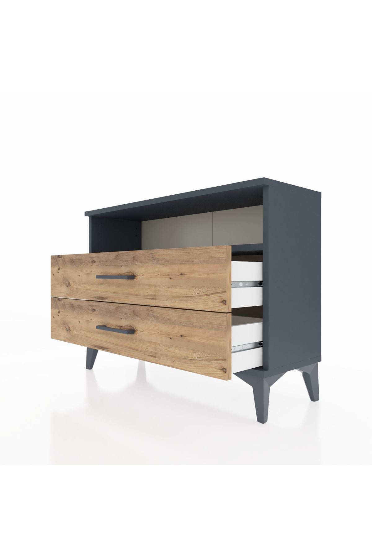 Arges Şifonyer Tek Raflı 2 Çekmeceli 88x30x64 Antrasit-Çam