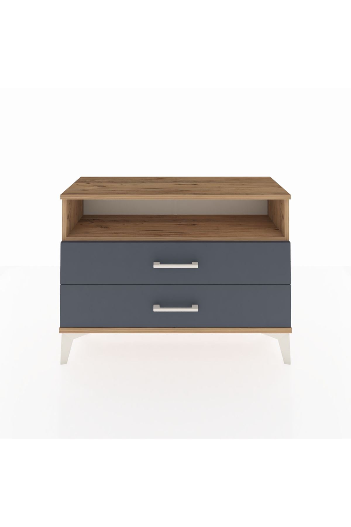 Arges Şifonyer Tek Raflı 2 Çekmeceli 88x30x64 Çam-Antrasit