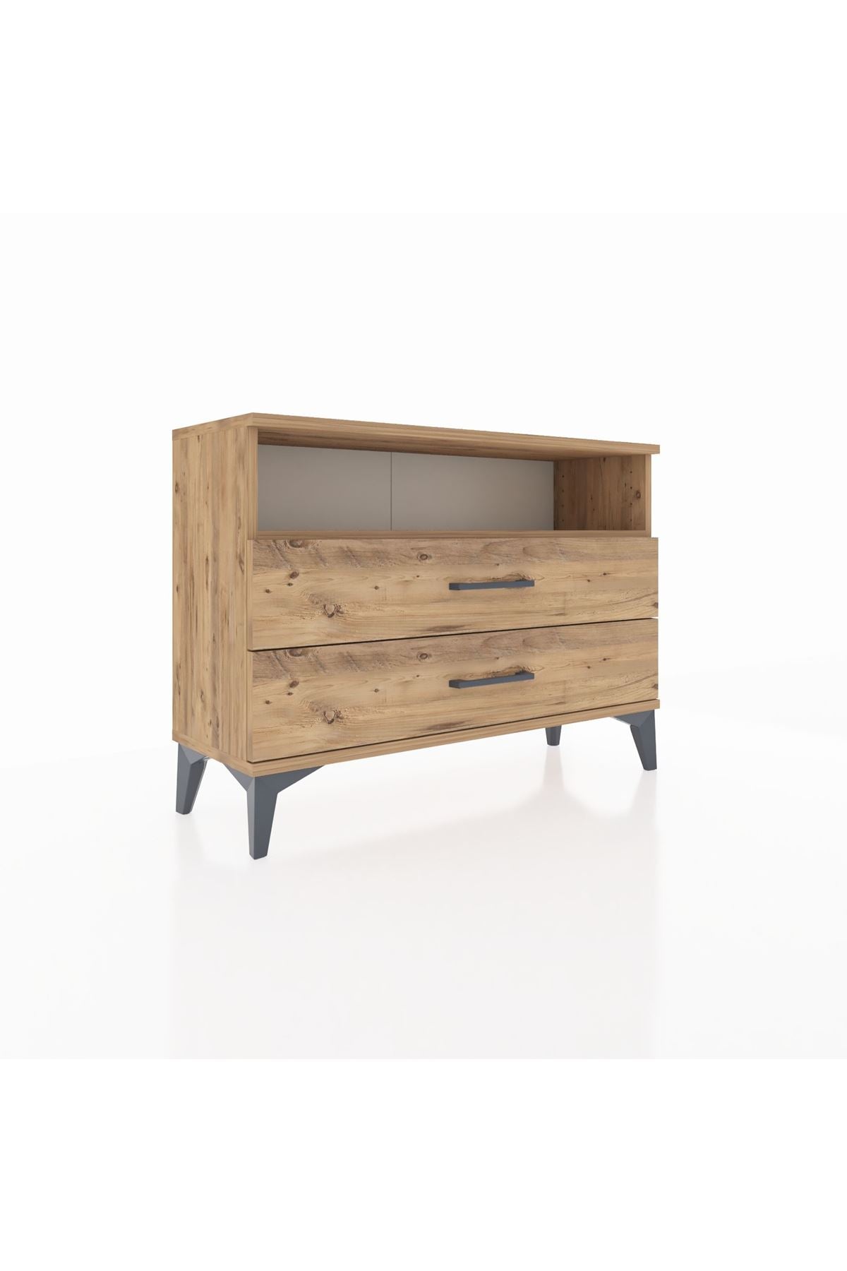 Arges Şifonyer Tek Raflı 2 Çekmeceli 88x30x64 Çam-Çam