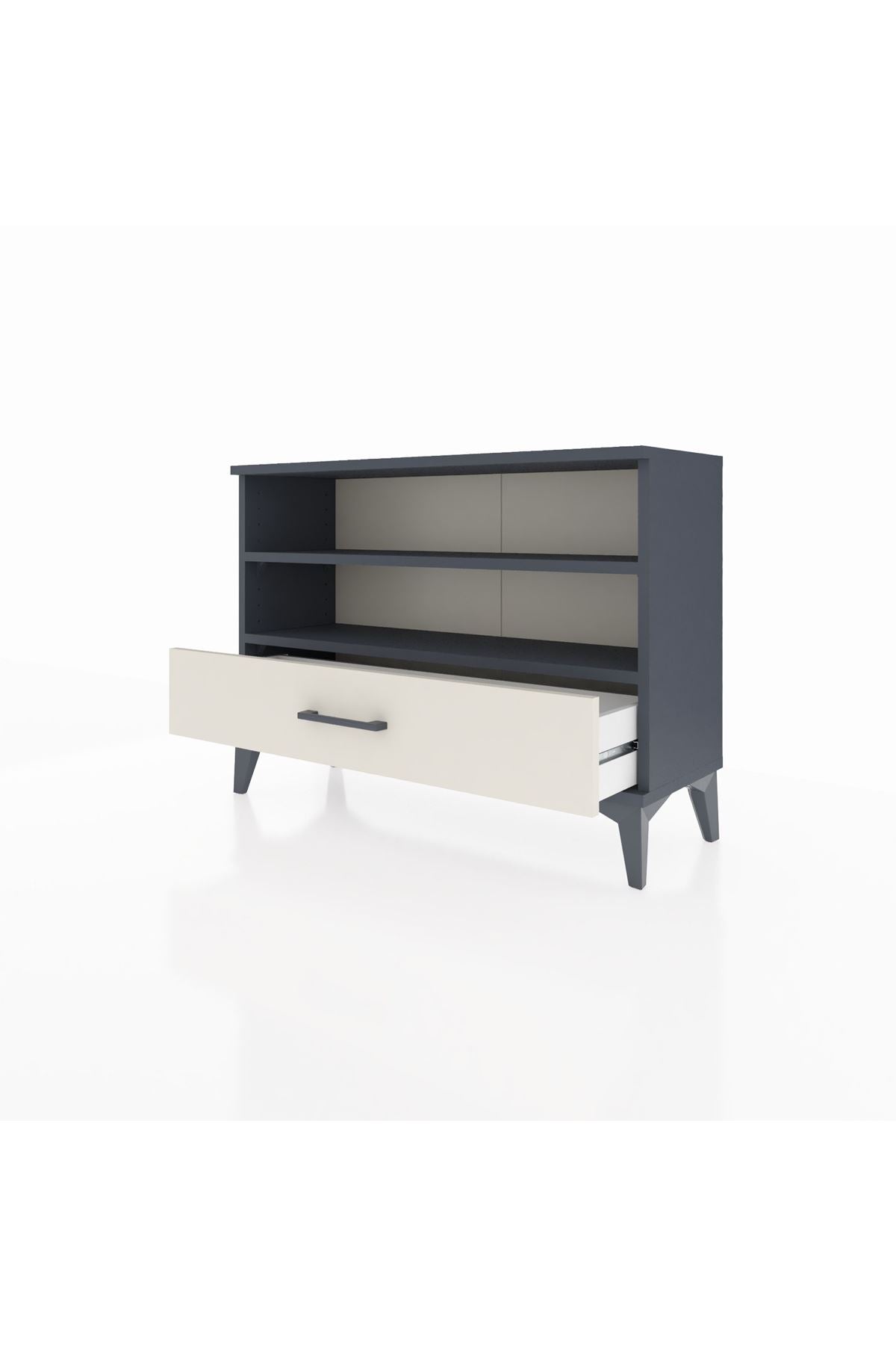 Arges Şifonyer 2 Raflı Tek Çekmeceli 88x30x64 Antrasit-Aytaşı