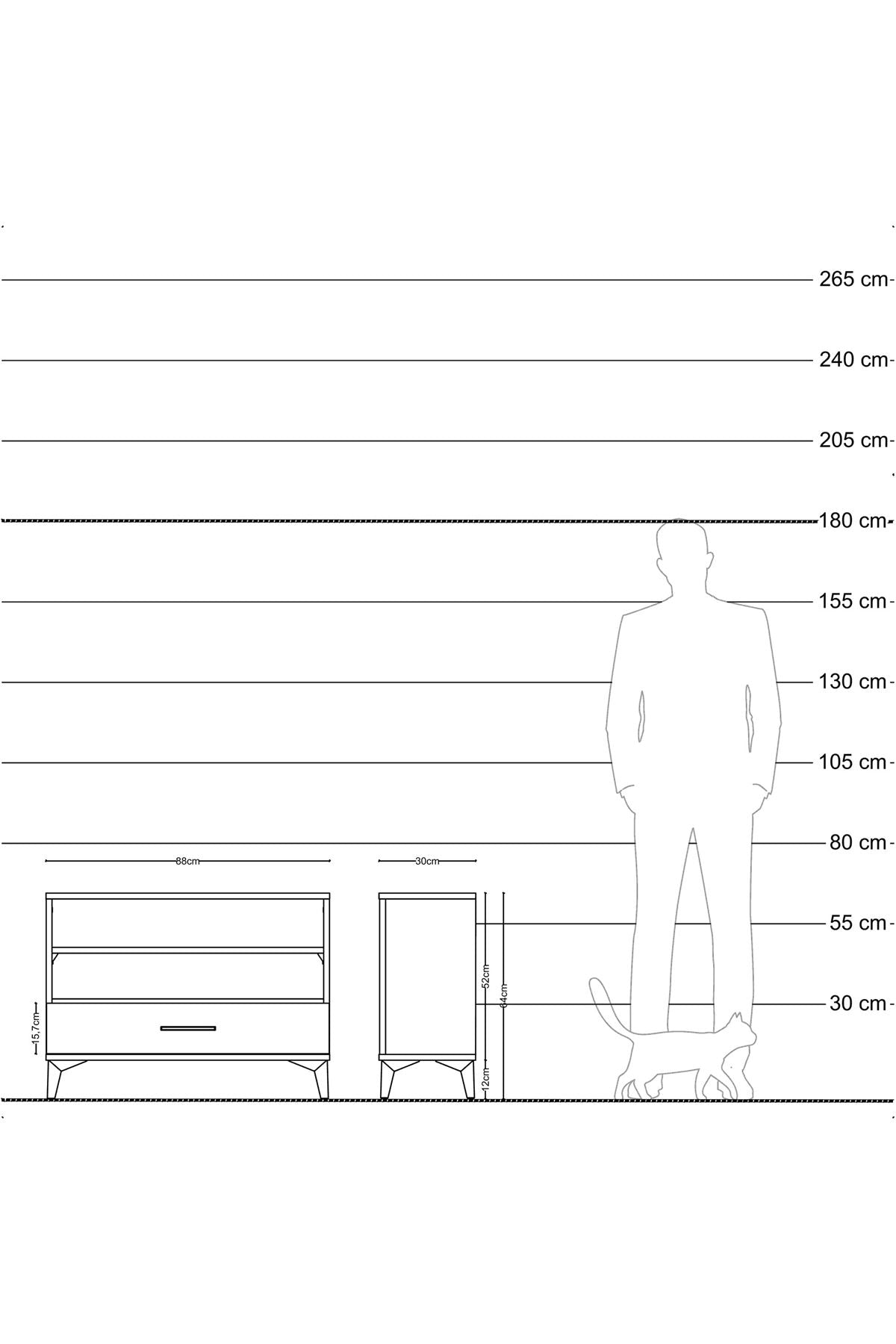 Arges Şifonyer 2 Raflı Tek Çekmeceli 88x30x64 Antrasit-Aytaşı