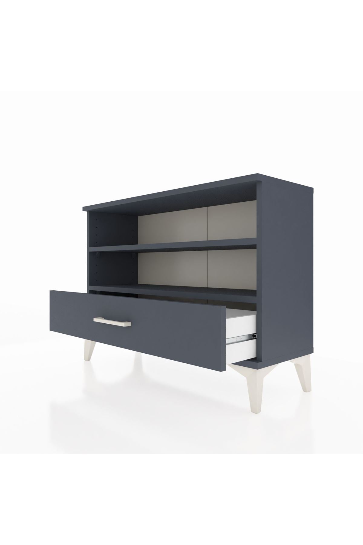 Arges Şifonyer 2 Raflı Tek Çekmeceli 88x30x64 Antrasit-Antrasit