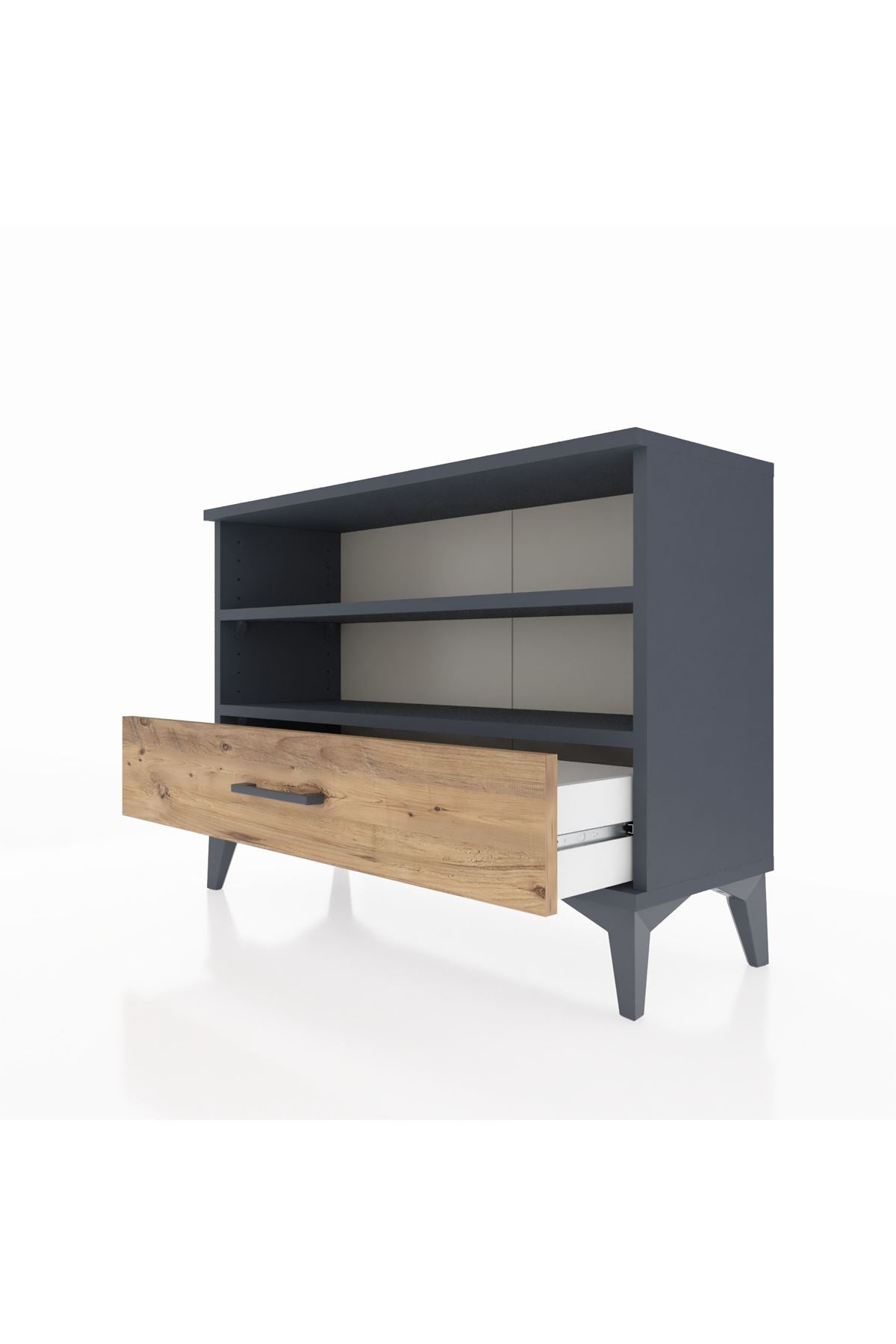 Arges Şifonyer 2 Raflı Tek Çekmeceli 88x30x64 Antrasit-Çam