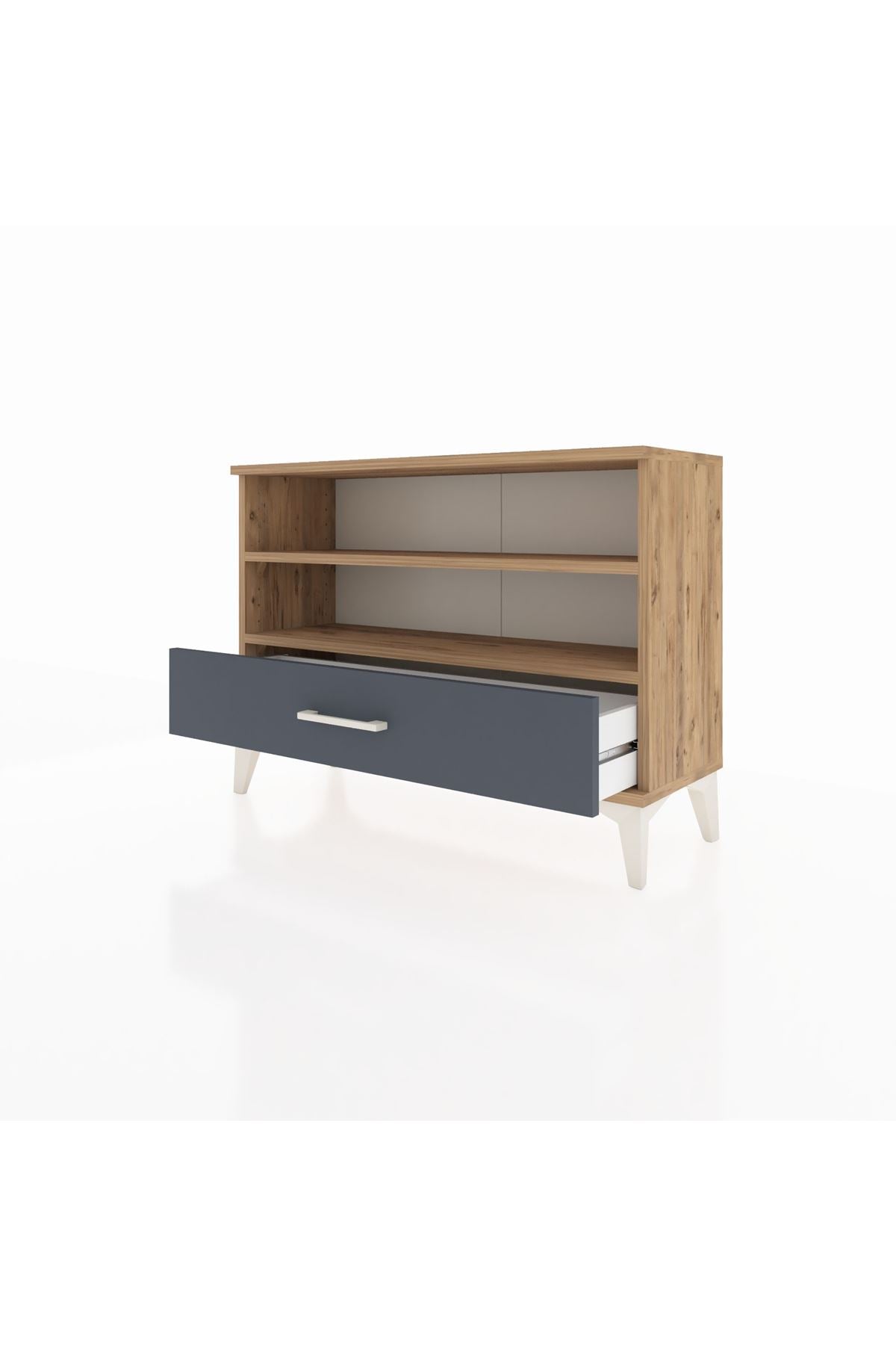 Arges Şifonyer 2 Raflı Tek Çekmeceli 88x30x64 Çam-Antrasit