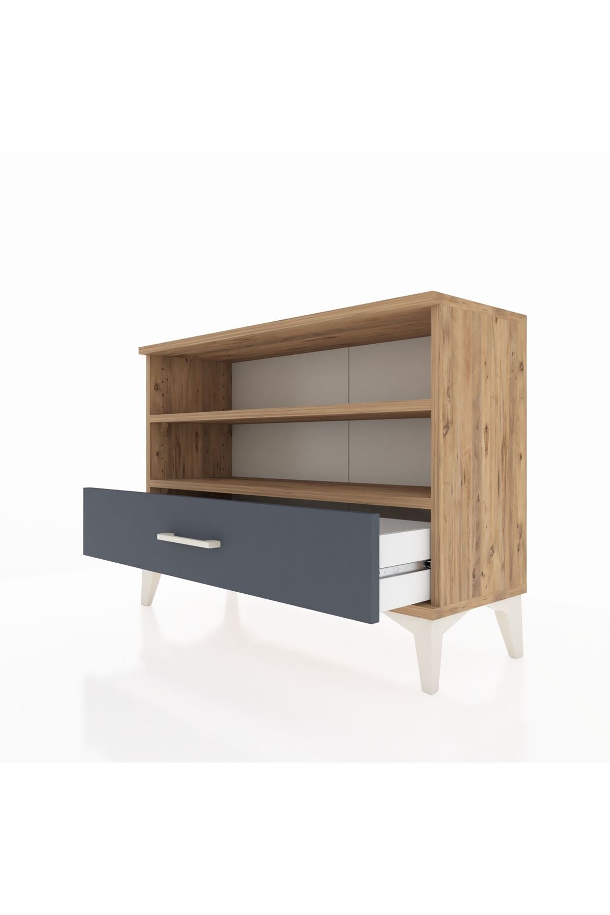 Arges Şifonyer 2 Raflı Tek Çekmeceli 88x30x64 Çam-Antrasit