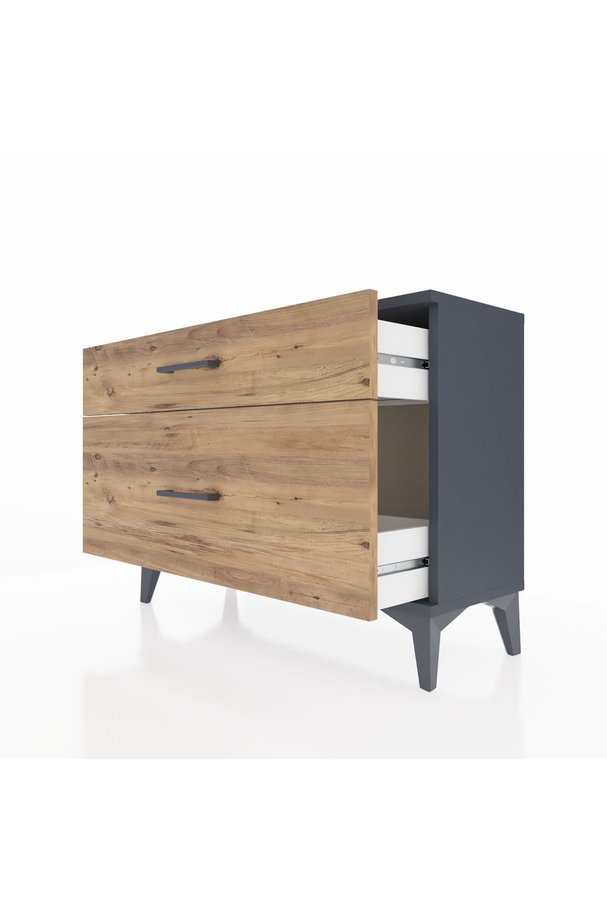 Arges Şifonyer 2 Çekmeceli 88x30x64 Antrasit-Çam