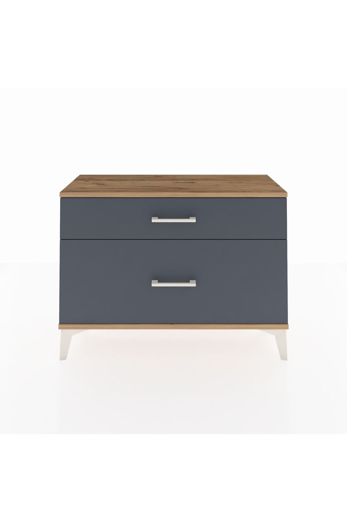 Arges Şifonyer 2 Çekmeceli 88x30x64 Çam-Antrasit