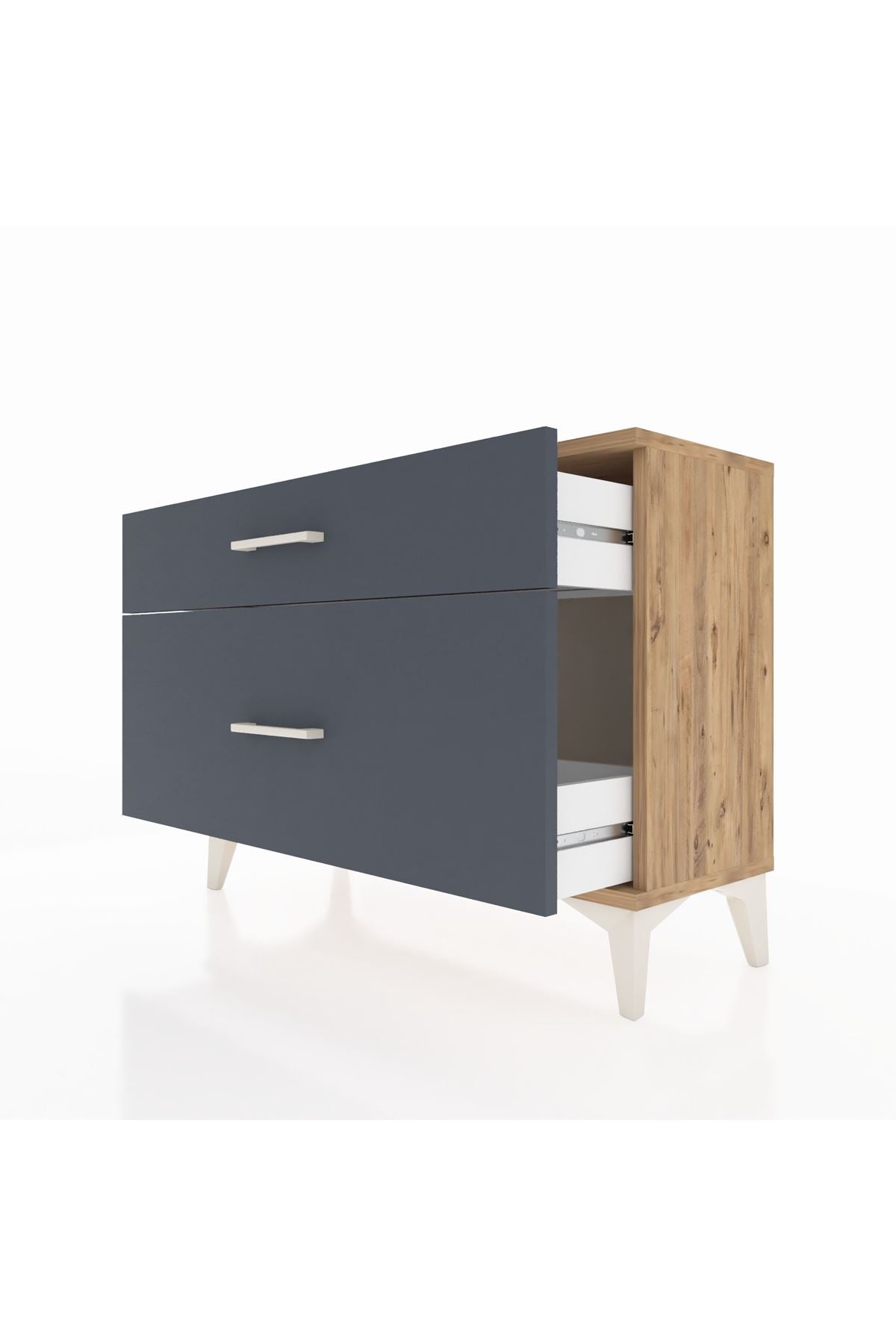 Arges Şifonyer 2 Çekmeceli 88x30x64 Çam-Antrasit