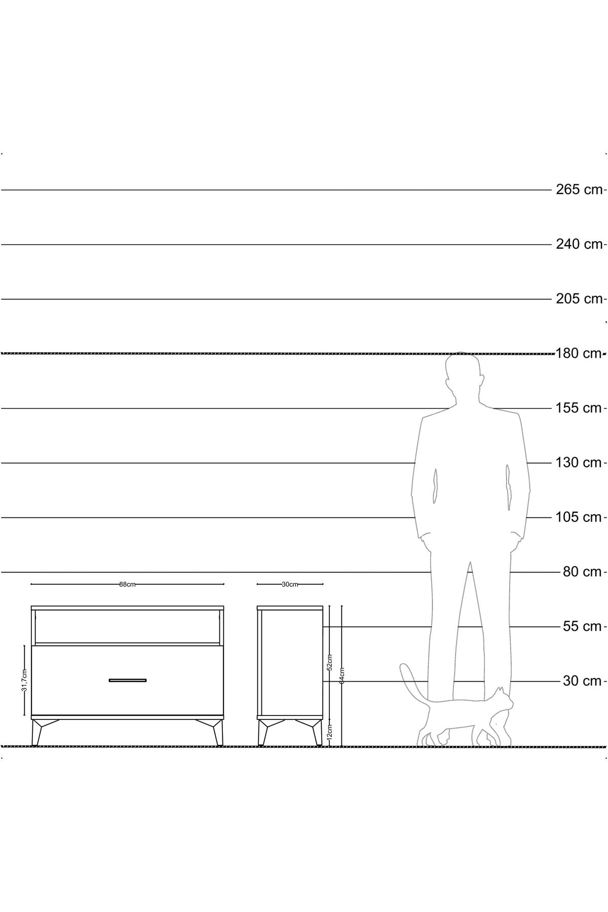 Arges Şifonyer Tek Raflı Tek Çekmeceli 88x30x64 Aytaşı-Çam