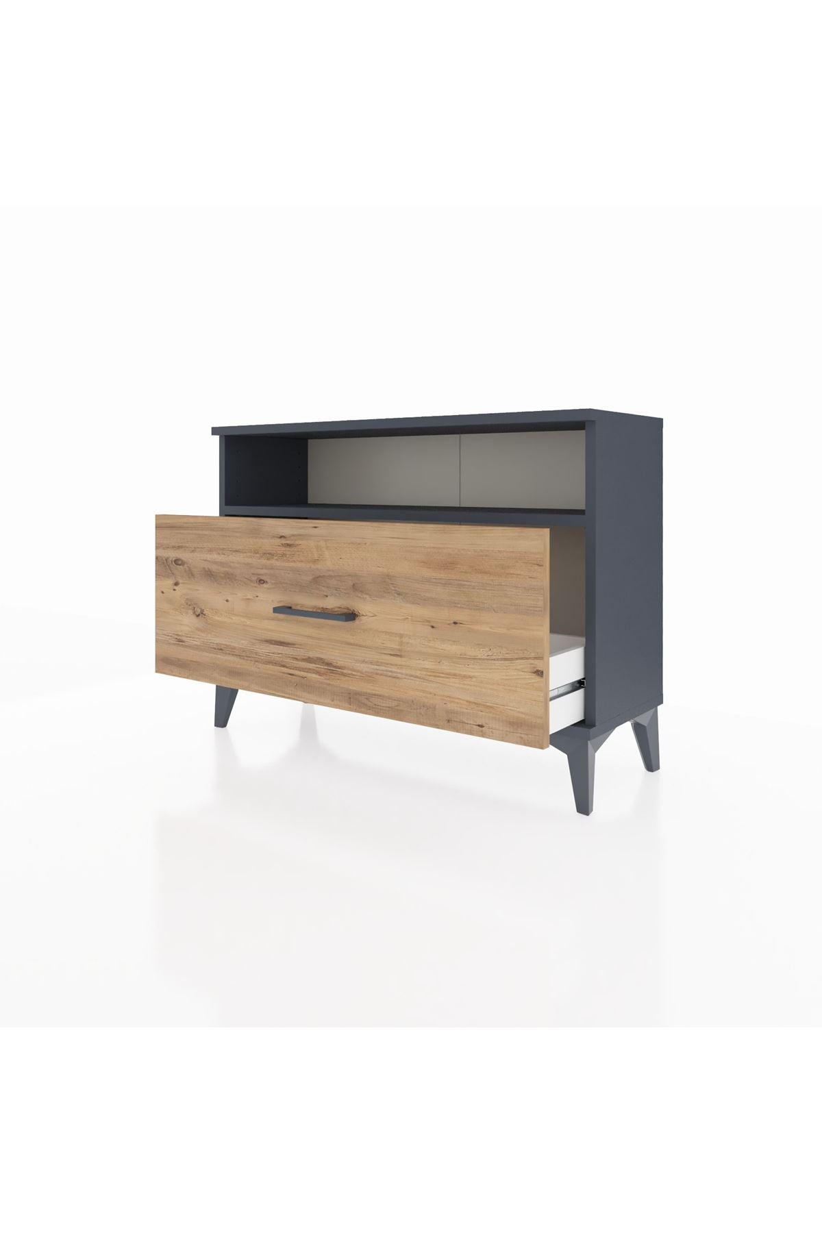 Arges Şifonyer Tek Raflı Tek Çekmeceli 88x30x64 Antrasit-Çam