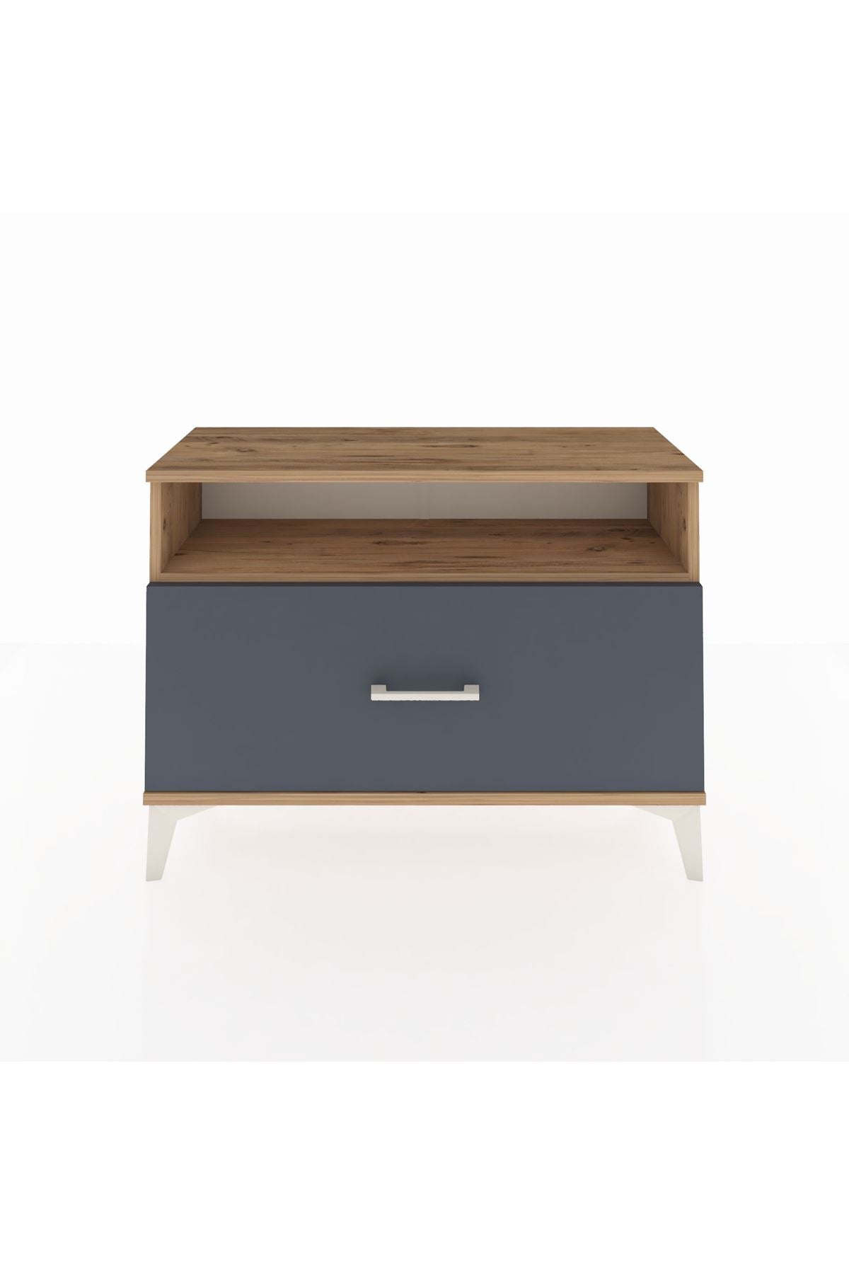 Arges Şifonyer Tek Raflı Tek Çekmeceli 88x30x64 Çam-Antrasit