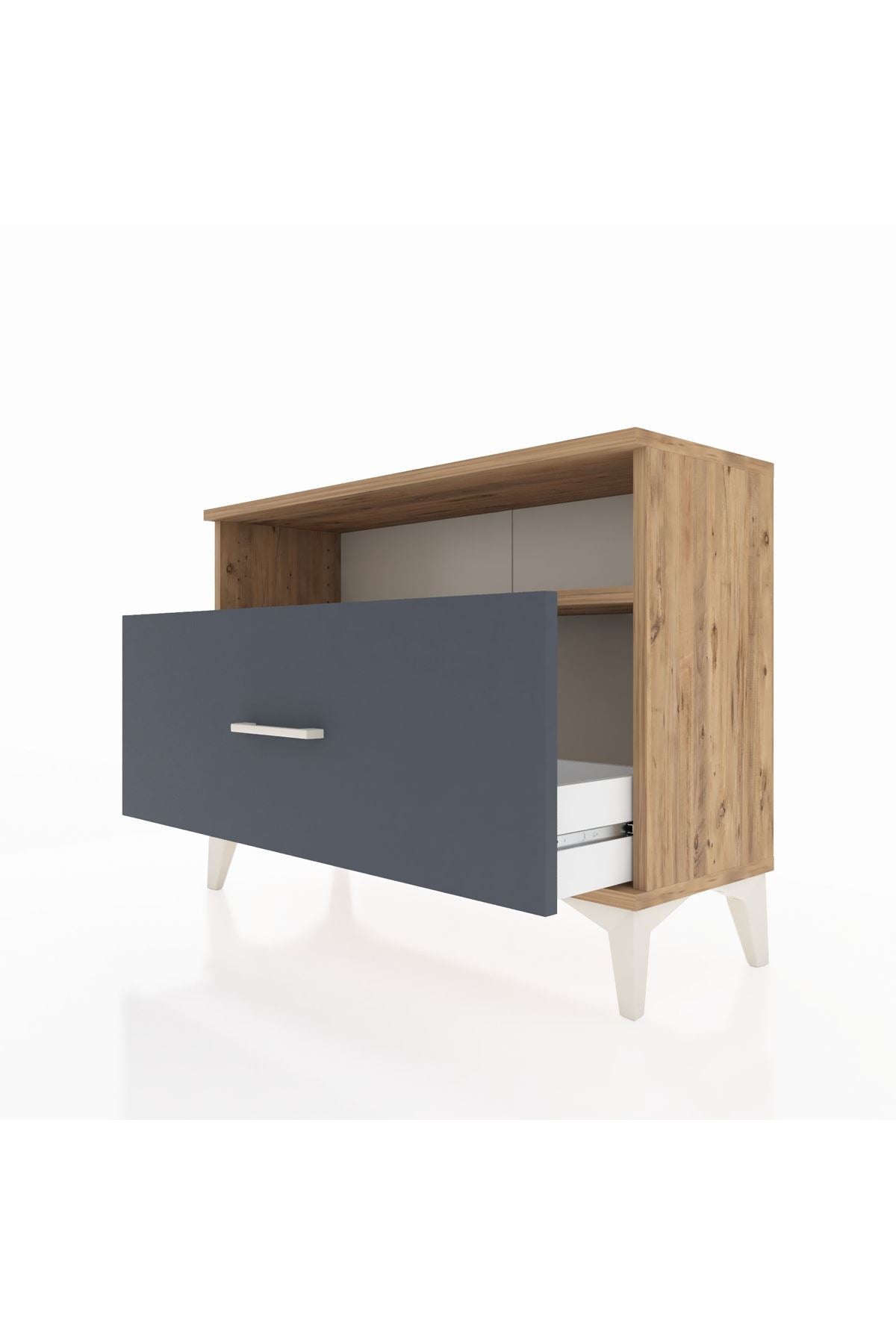 Arges Şifonyer Tek Raflı Tek Çekmeceli 88x30x64 Çam-Antrasit