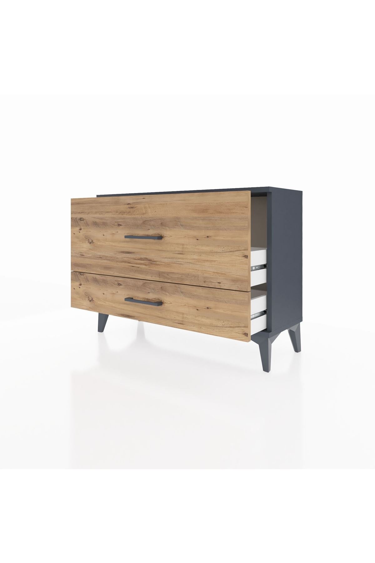 Arges Şifonyer 2 Çekmeceli 88x30x64 Antrasit-Çam