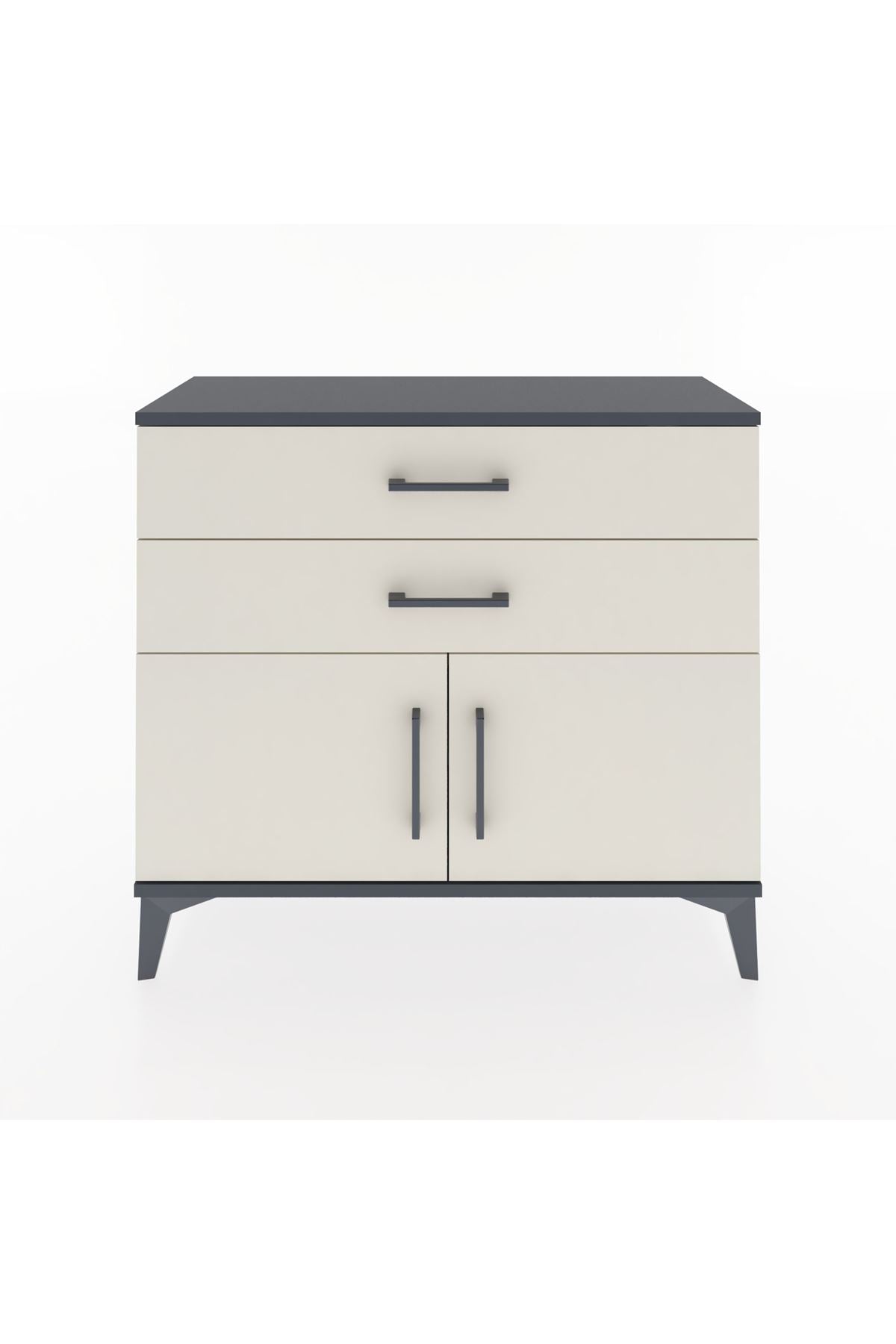 Arges Şifonyer Tek Raflı 2 Çekmeceli 2 Kapaklı 88x30x80 Antrasit-Aytaşı