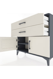 Arges Şifonyer Tek Raflı 2 Çekmeceli 2 Kapaklı 88x30x80 Antrasit-Aytaşı