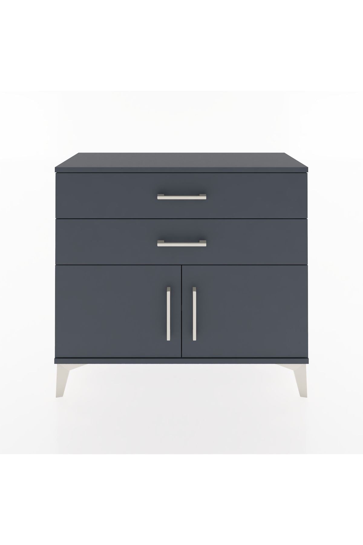 Arges Şifonyer Tek Raflı 2 Çekmeceli 2 Kapaklı 88x30x80 Antrasit-Antrasit