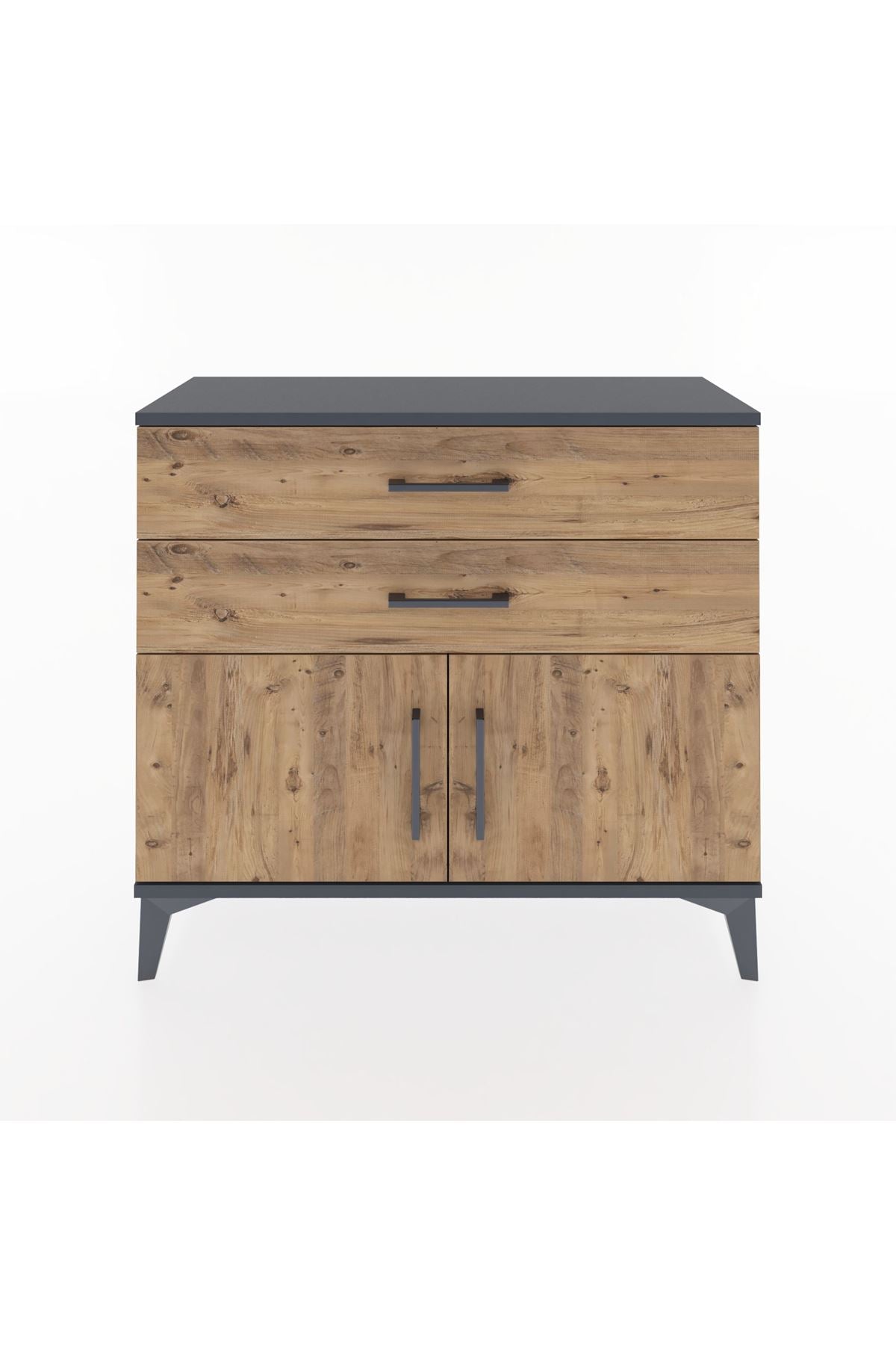 Arges Şifonyer Tek Raflı 2 Çekmeceli 2 Kapaklı 88x30x80 Antrasit-Çam